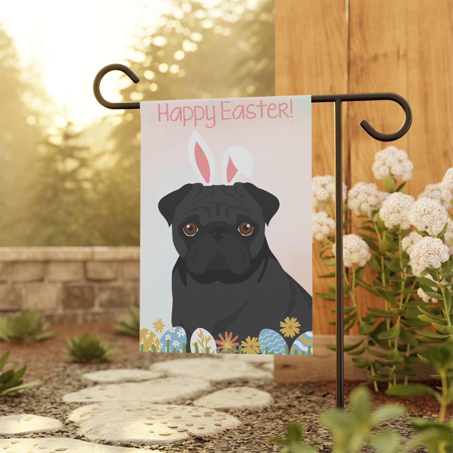 Pug Happy Easter Garden Flag
