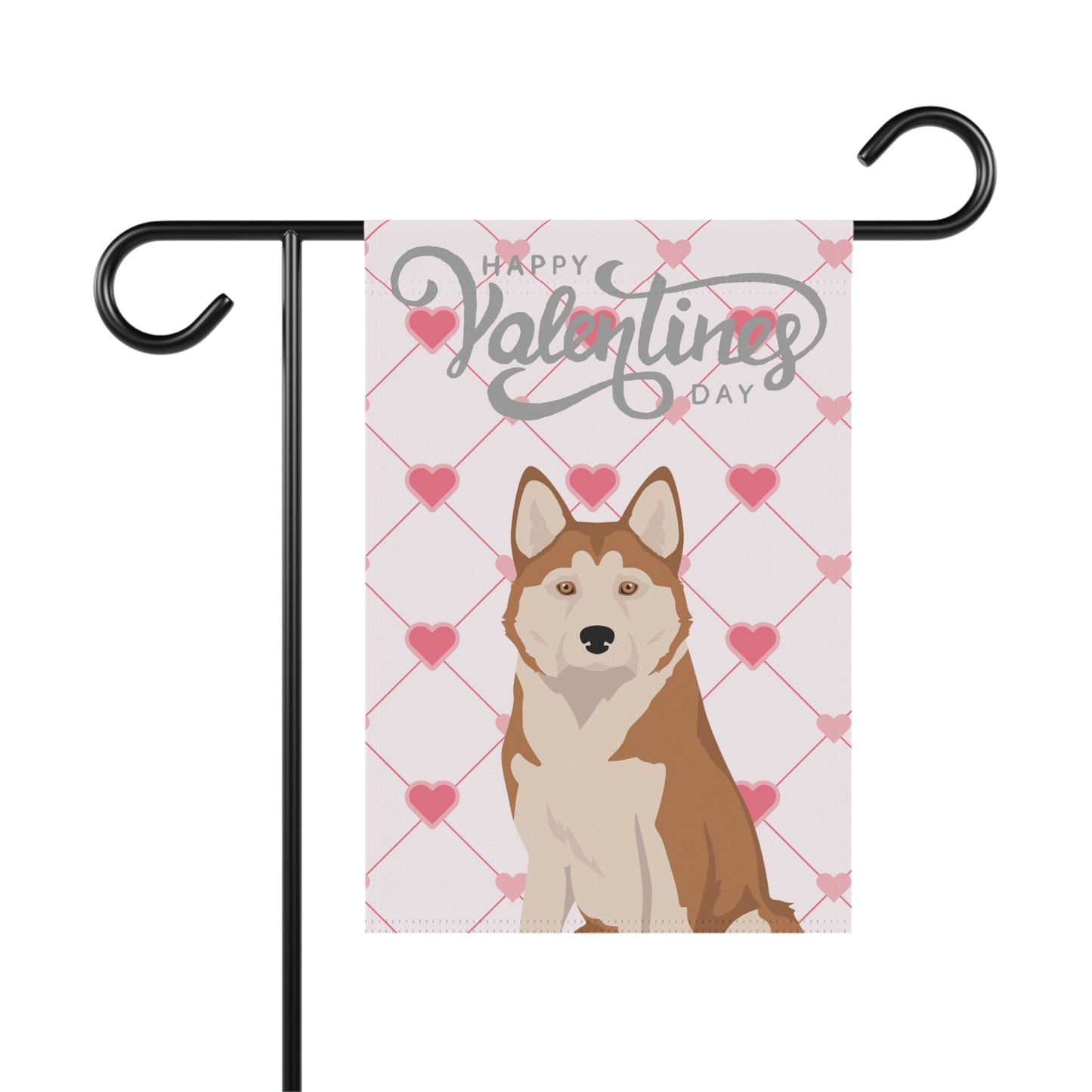 Alaskan Husky Dog Valentines Day Garden Flag