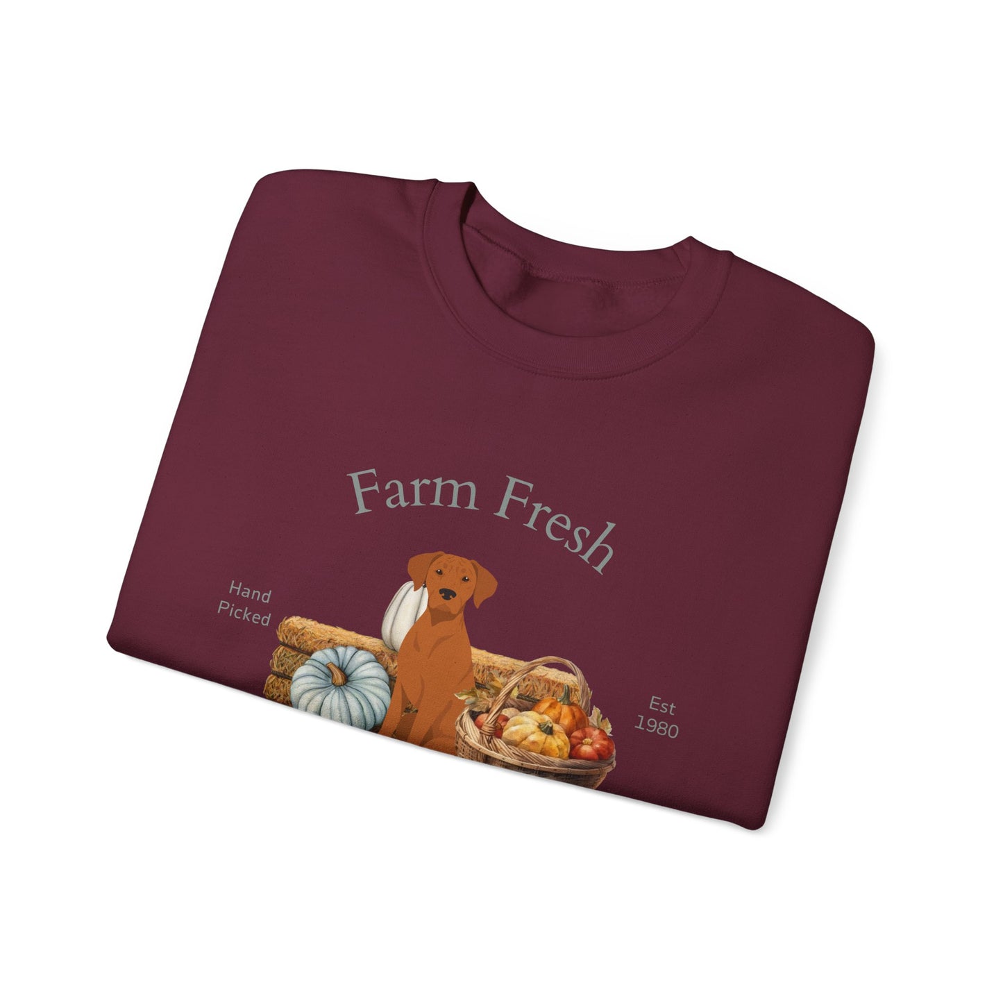 Rhodesian Ridgeback Dog Fall Farm Fresh Unisex Heavy Blend Crewneck Sweatshirt