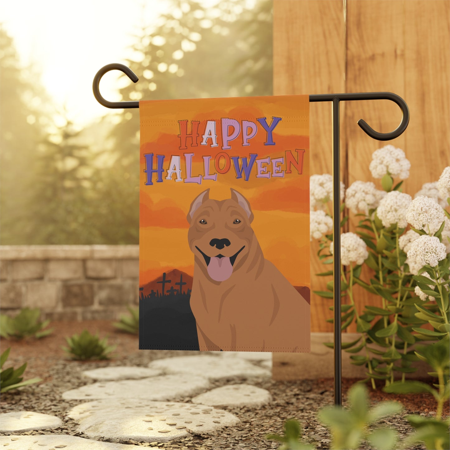 Pit Bull Dog Halloween Garden Flag