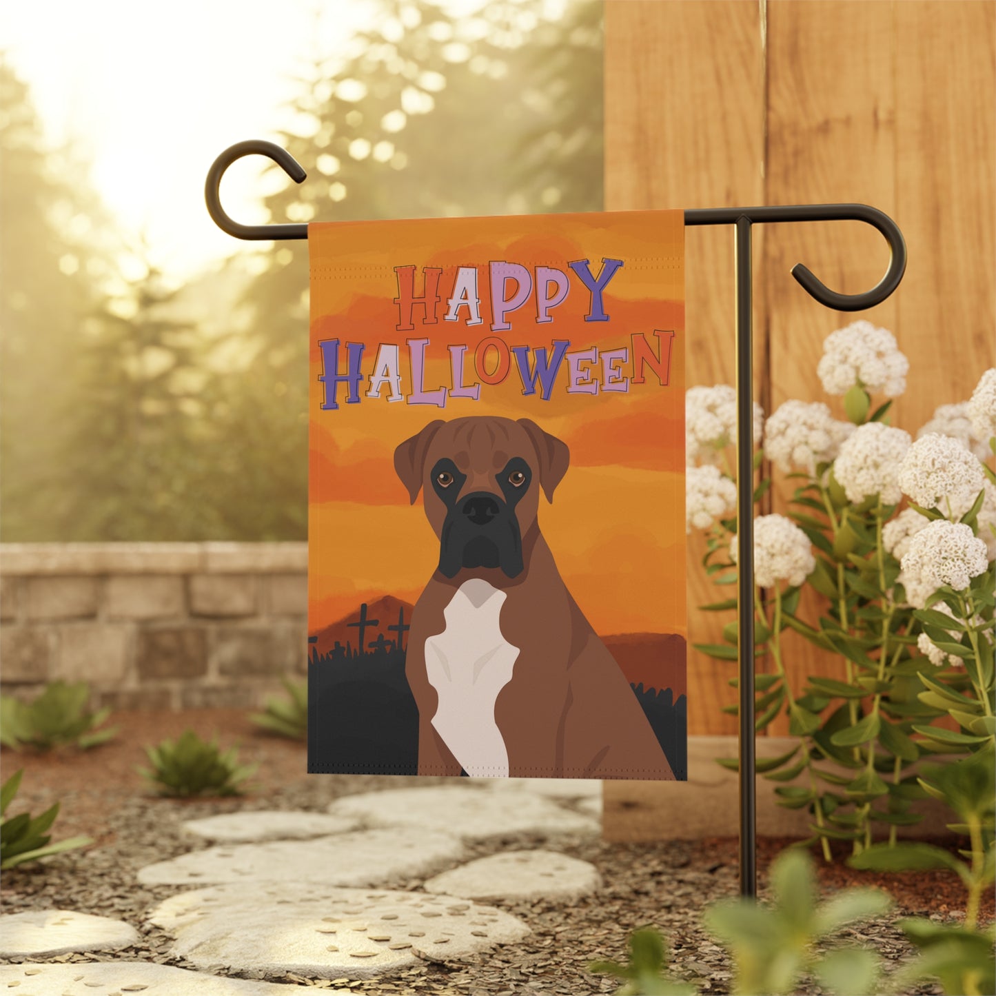 Boxer Dog Halloween Garden Flag