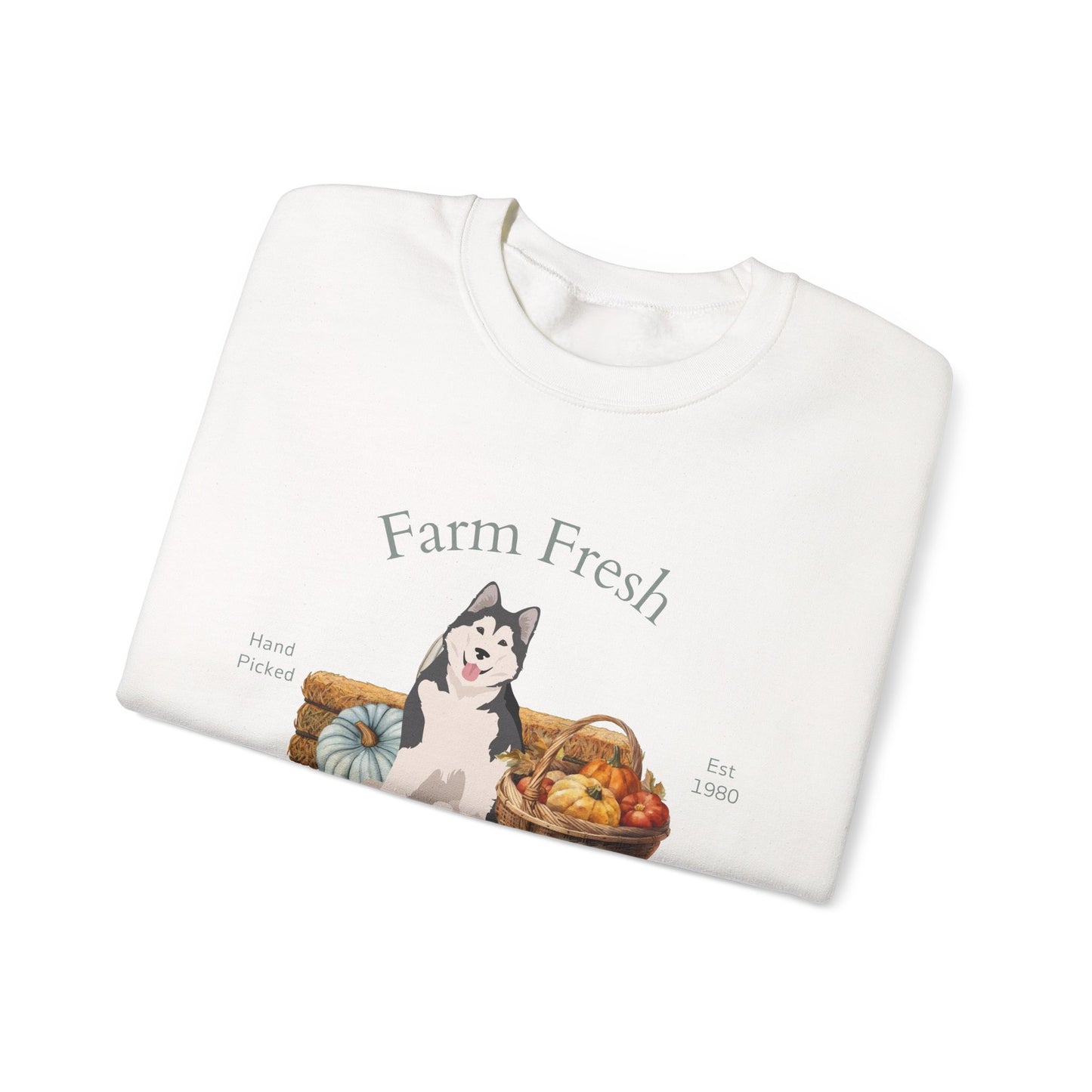 Alaskan Malamute Dog Fall Farm Fresh Unisex Heavy Blend Crewneck Sweatshirt