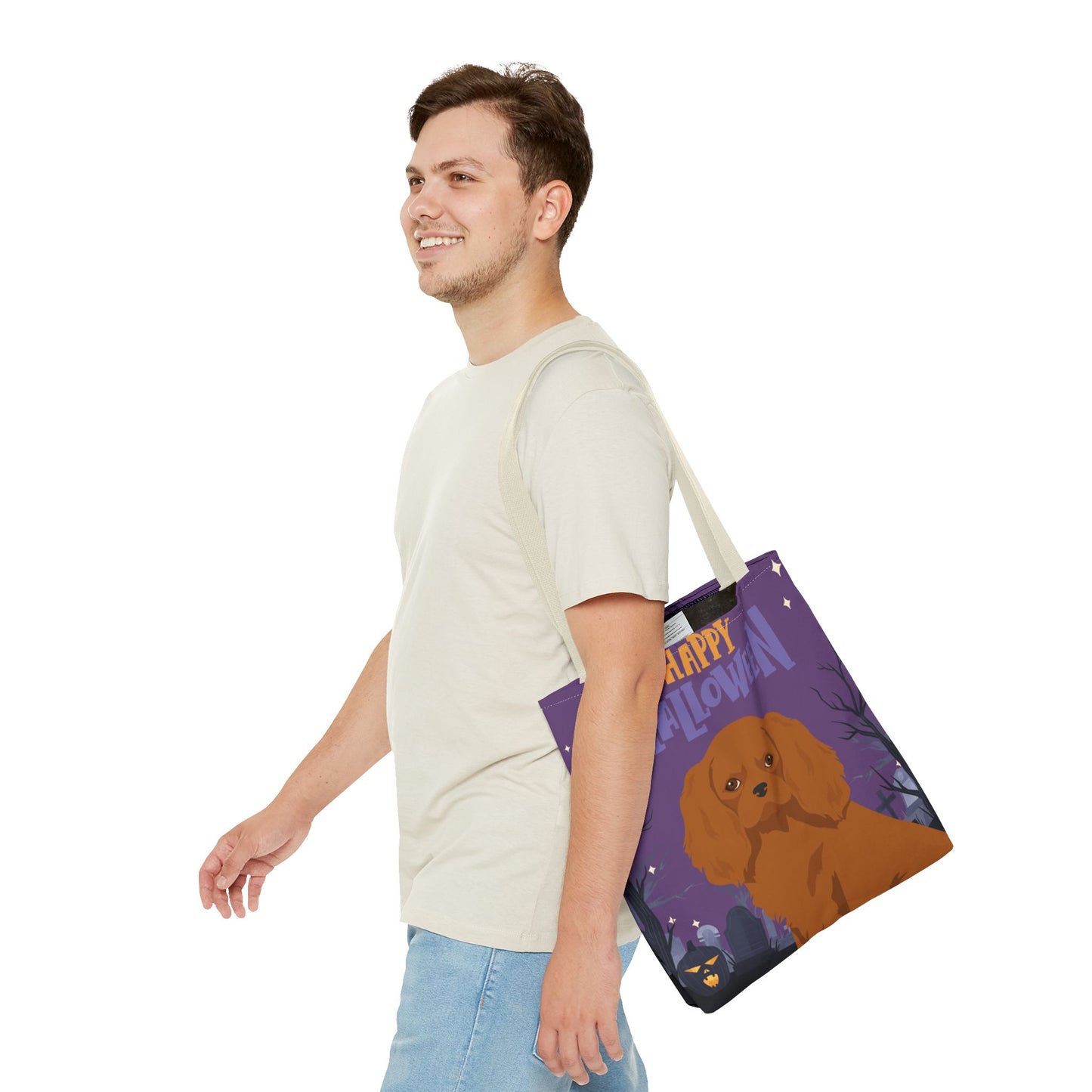 Cavalier King Charlre Spaniel Dog Happy Halloween Tote Bag 16x16