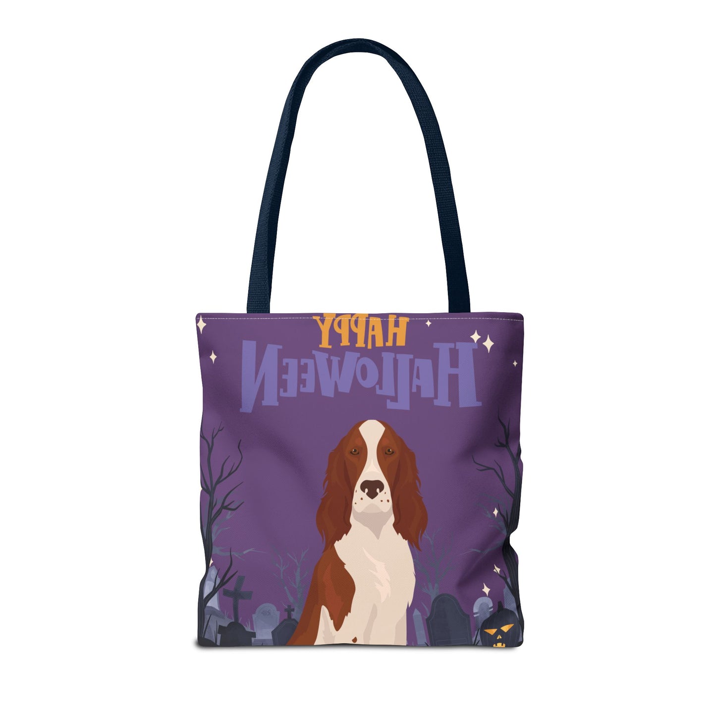 Irish Red and White Setter Dog Happy Halloween Tote Bag 16x16