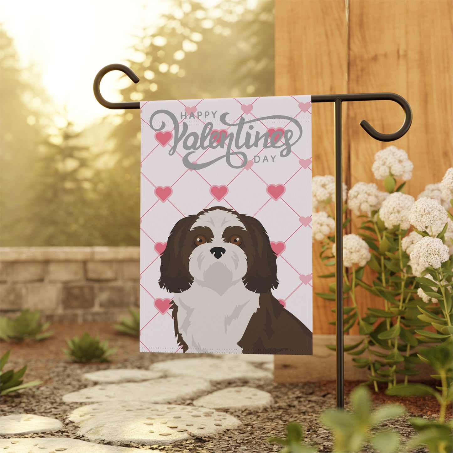 Shih Tzu Dog Valentines Day Garden Flag