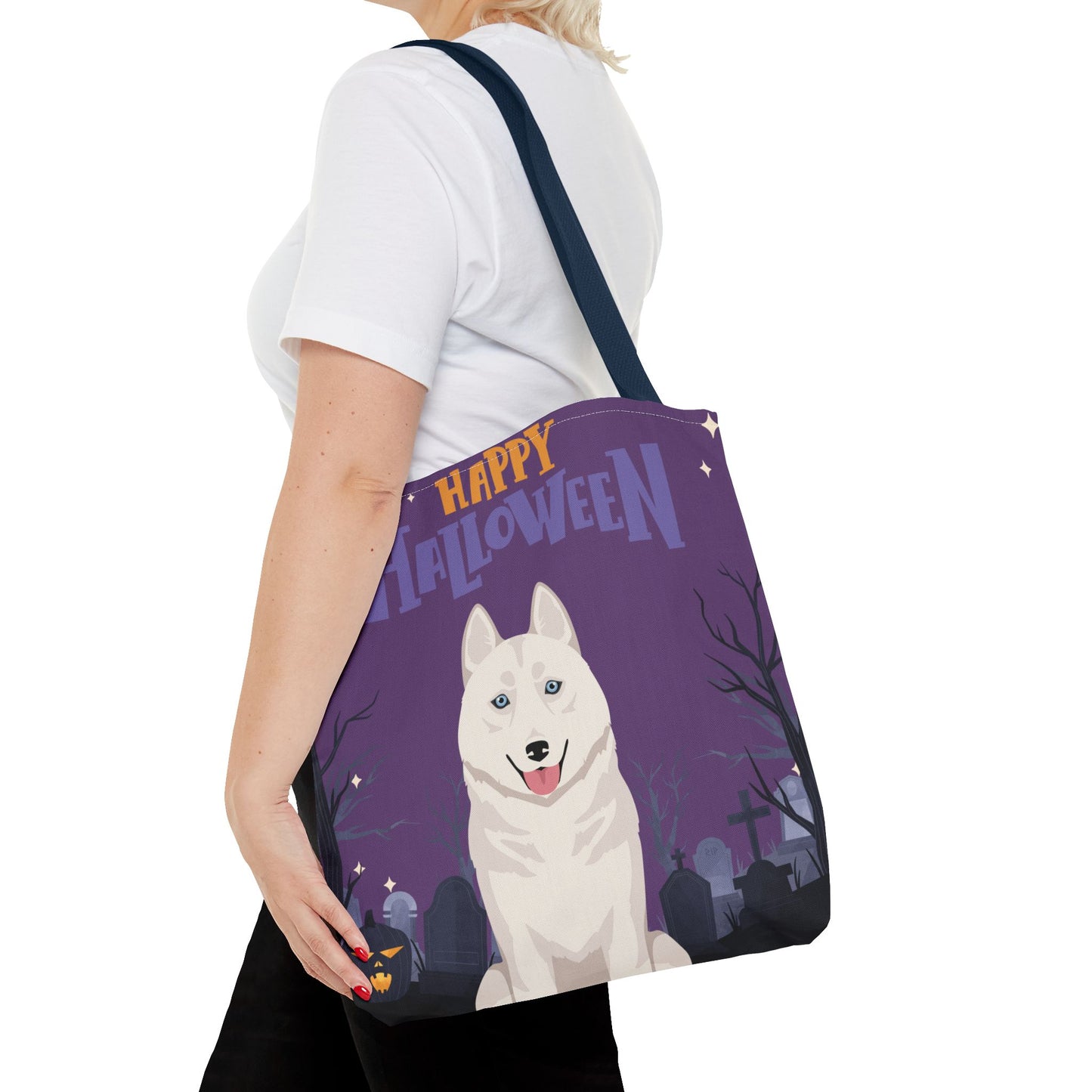 Siberian Husky Dog Happy Halloween Tote Bag 16x16