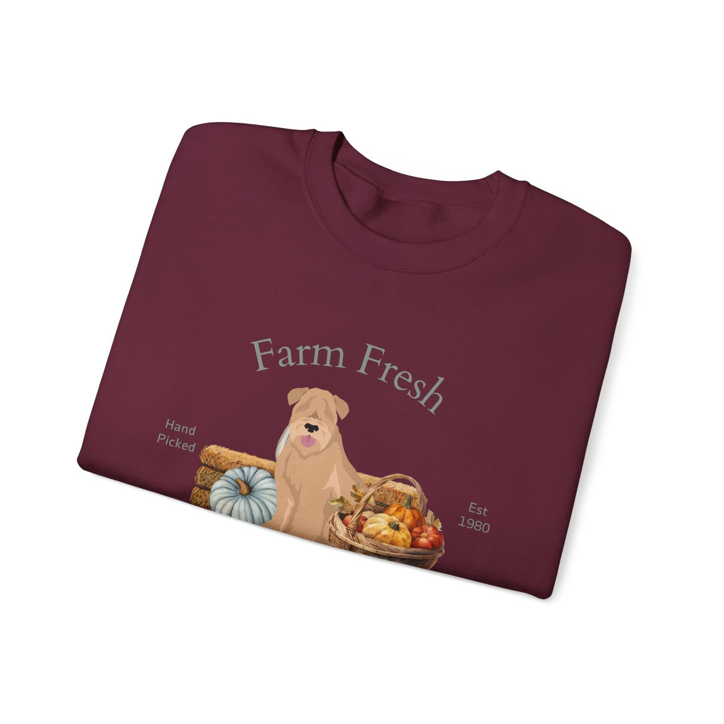 Soft Coated Wheaten Terrier Dog Fall Farm Fresh Unisex Heavy Blend Crewneck Sweatshirt