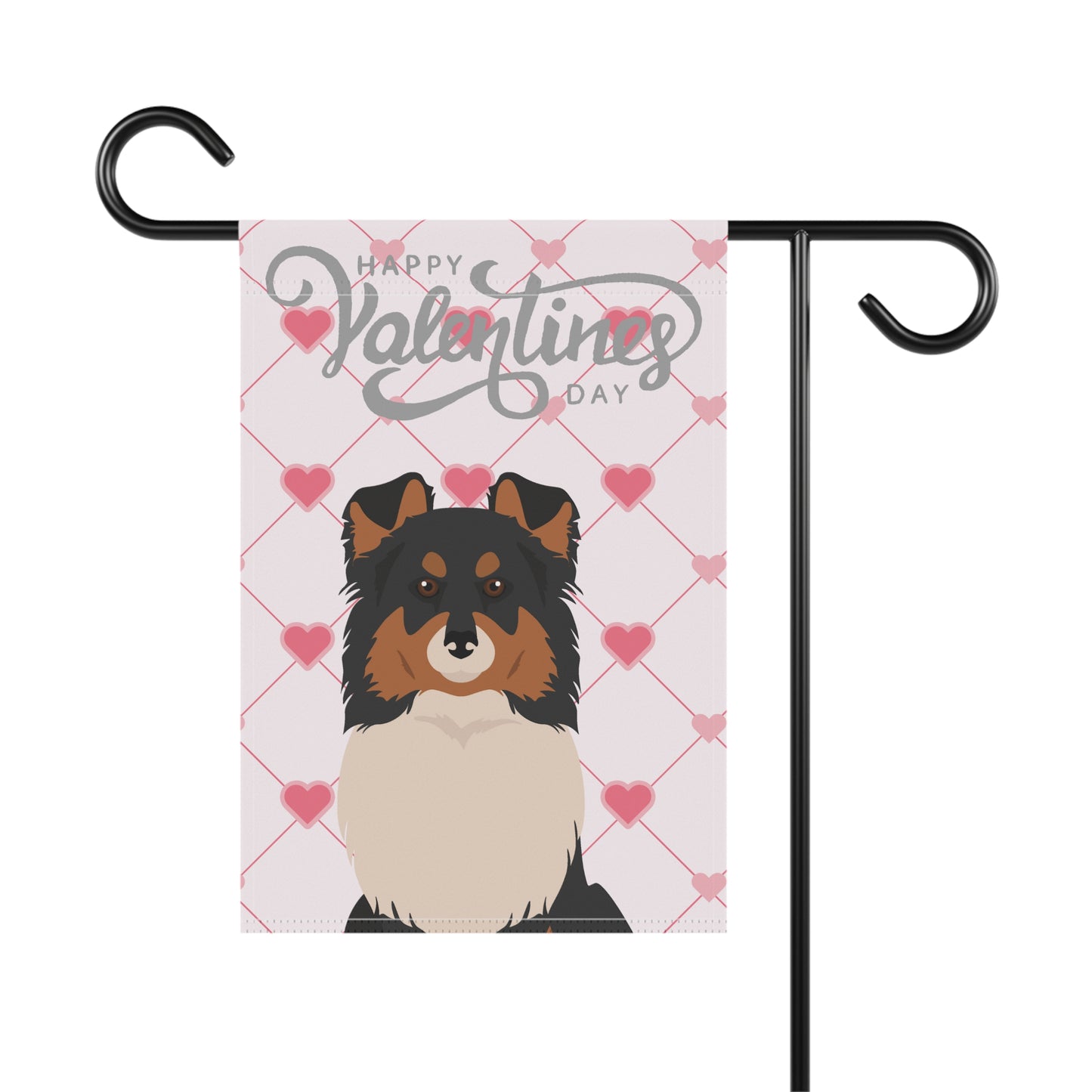 Shetland Sheepdog Dog Valentines Day Garden Flag