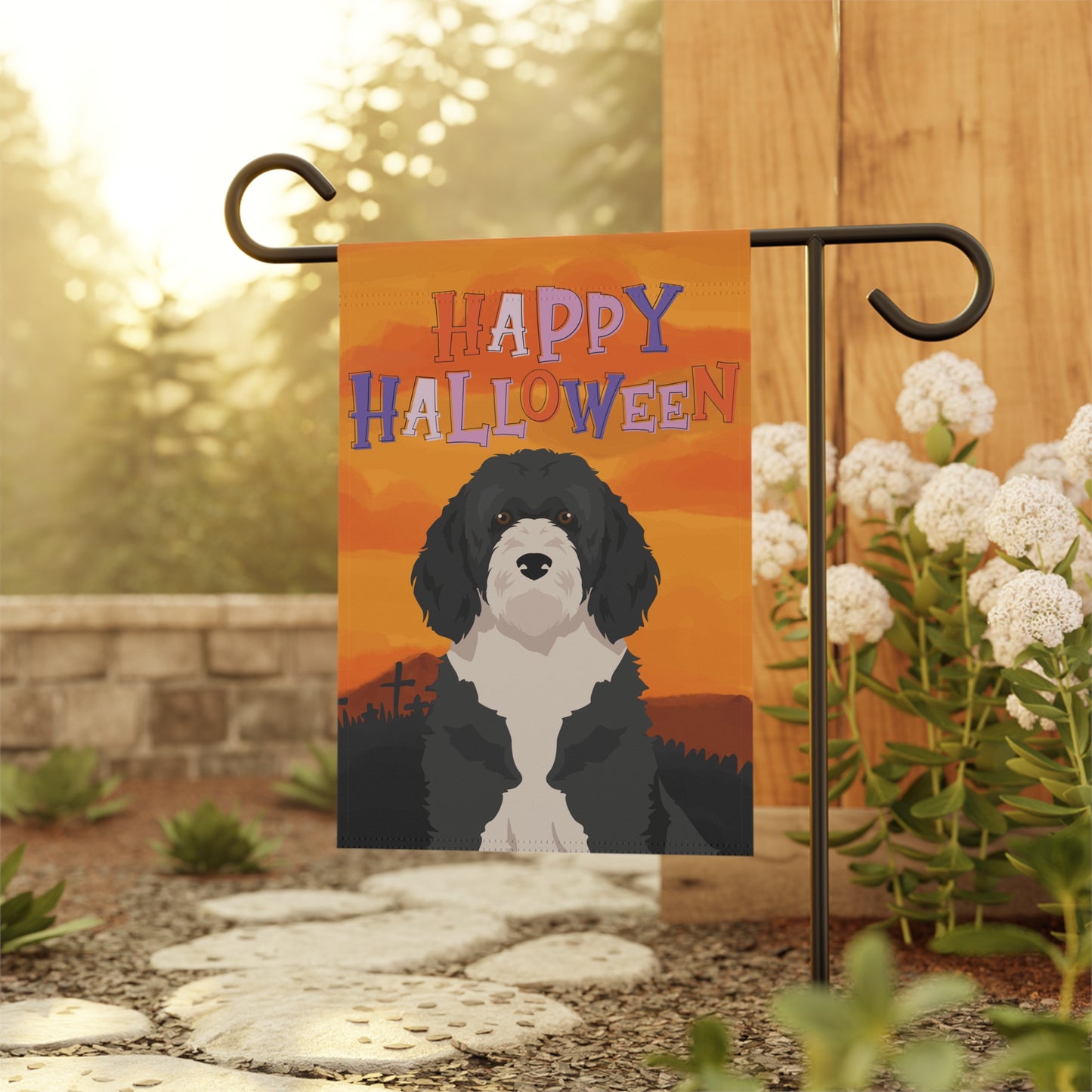 Portuguese Water Dog Dog Halloween Garden Flag