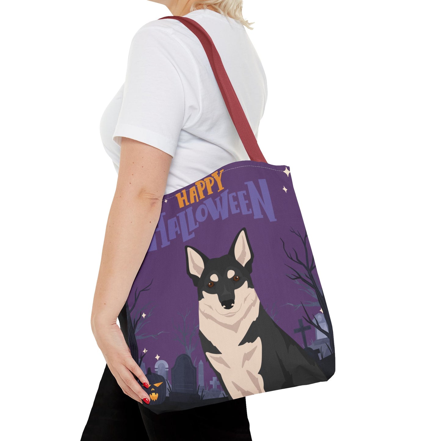 Swedish Elkhound Dog Happy Halloween Tote Bag 16x16