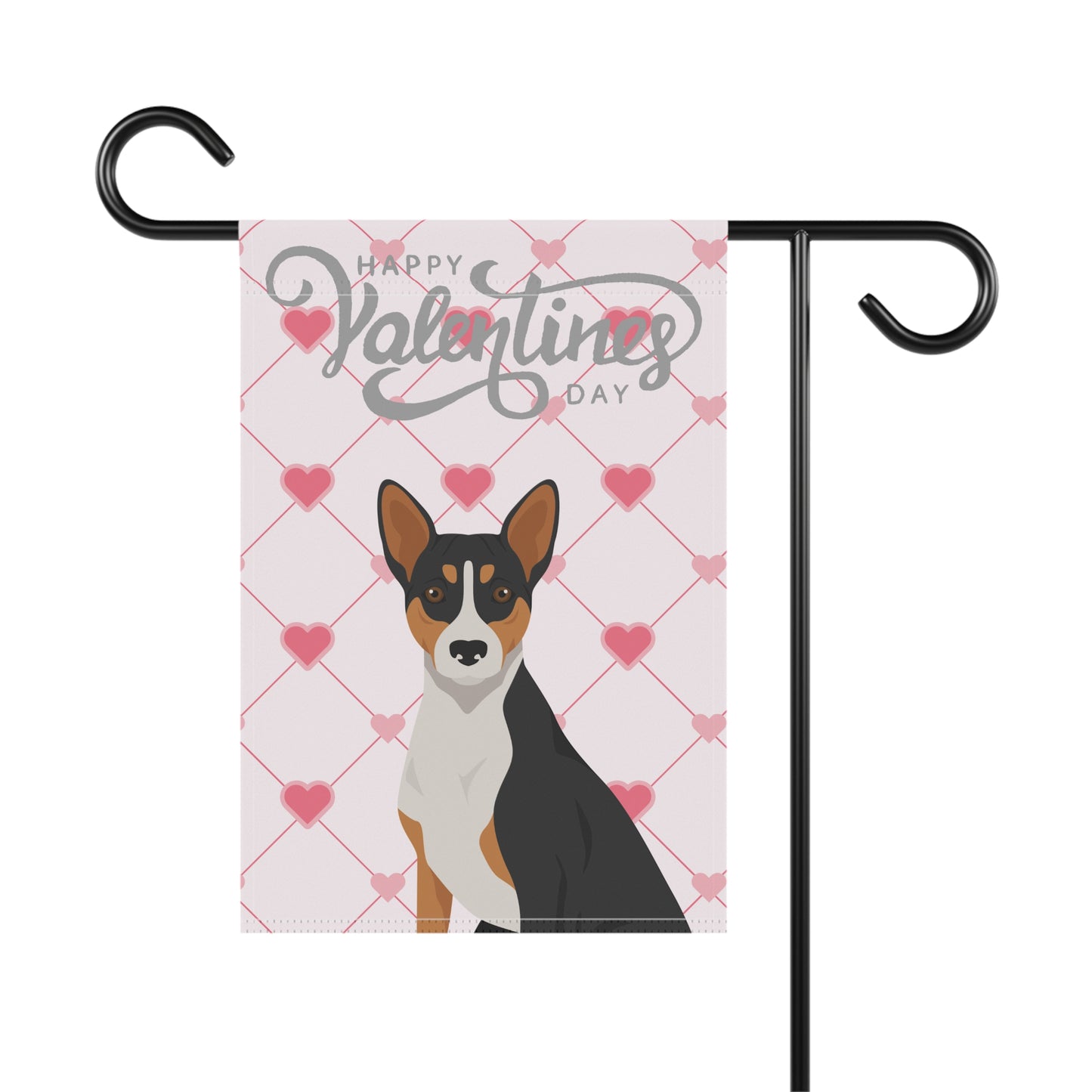 Basenji Dog Valentines Day Garden Flag