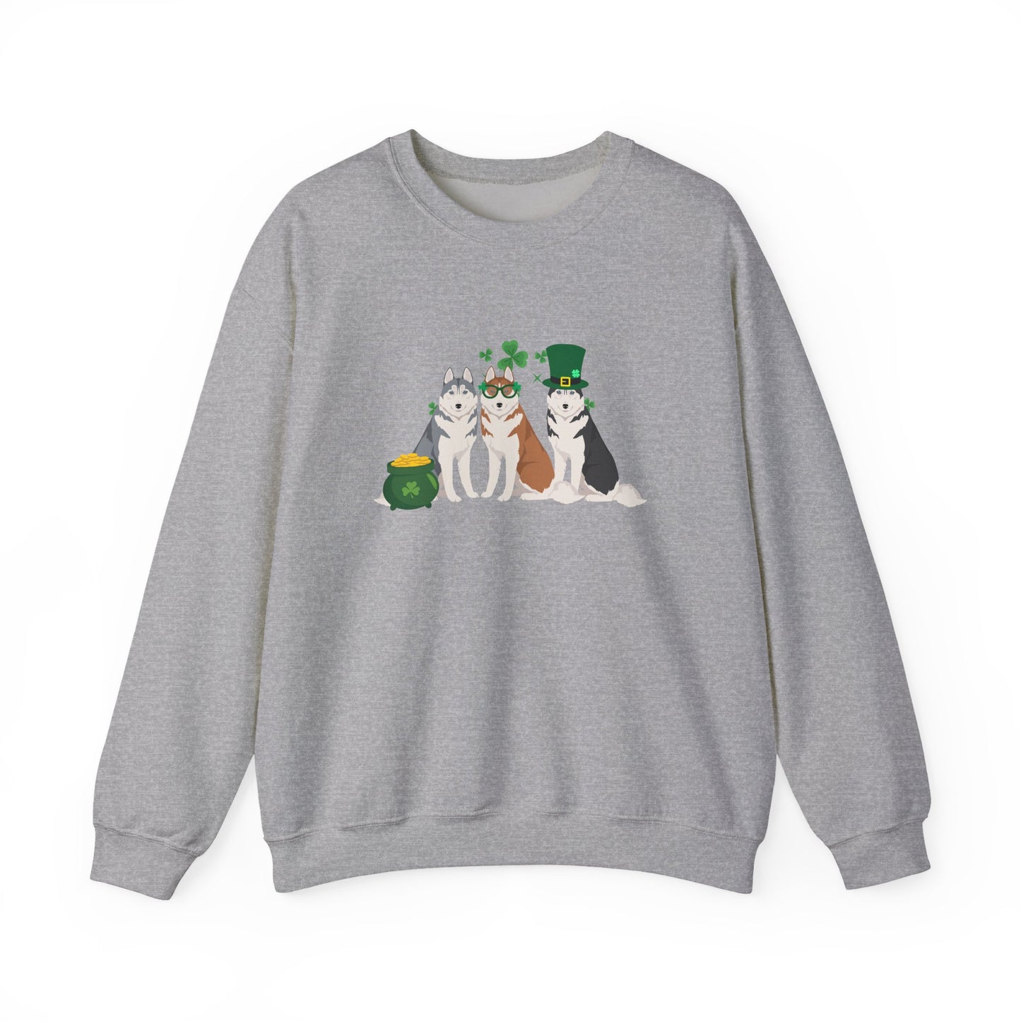 Siberian Husky Dog St Patricks Day Unisex Heavy Blend Crewneck Sweatshirt, St Pattys day, Cute Dog Mom Gift