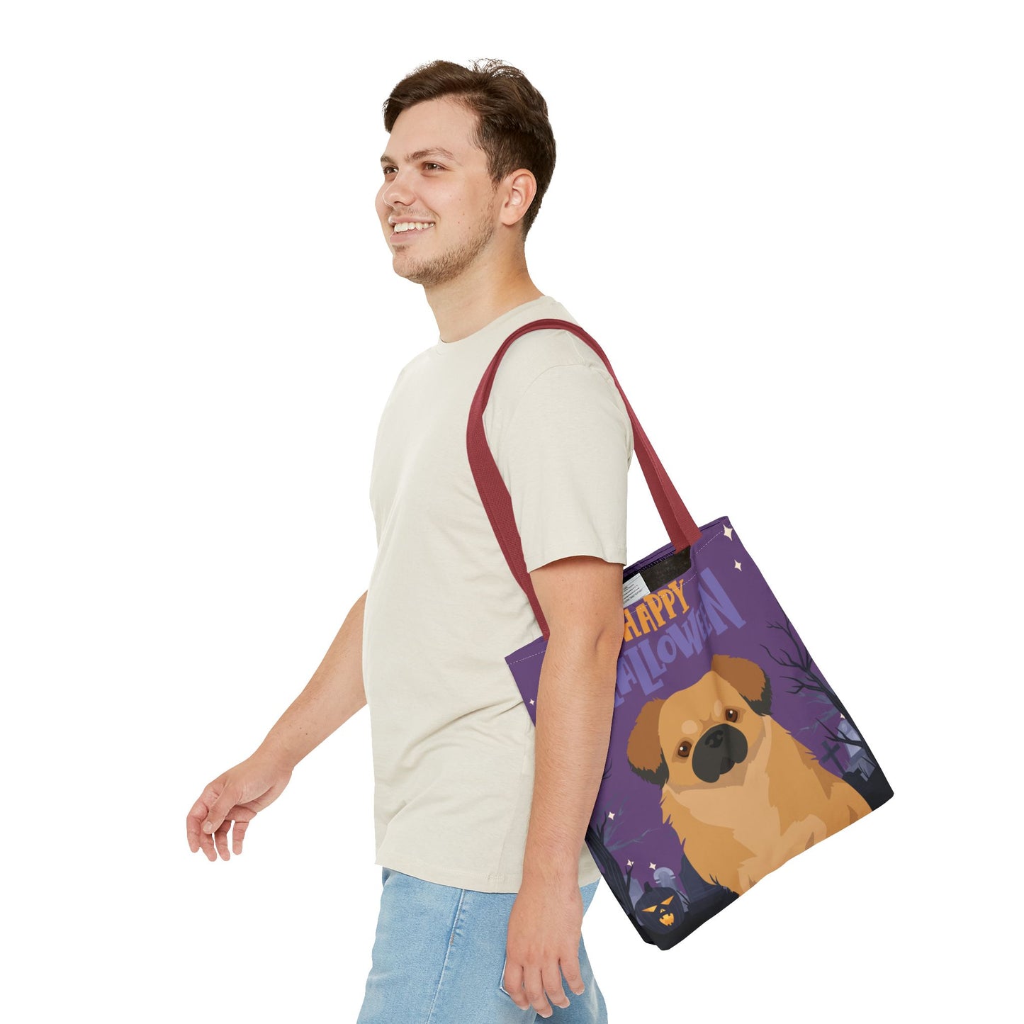 Tibetan Spaniel Dog Happy Halloween Tote Bag 16x16