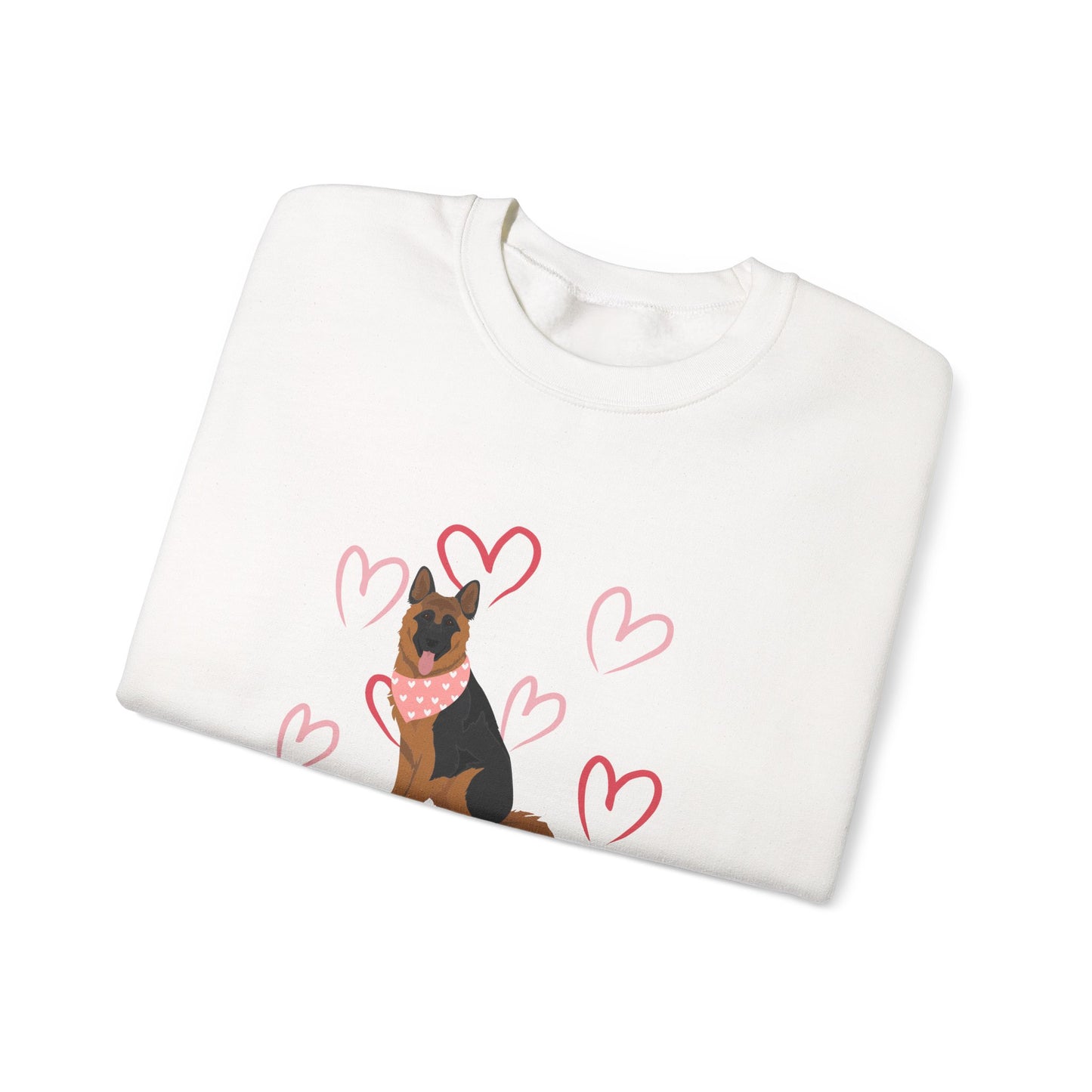 Longhaired German Shepherd Dog Valentines Day Unisex Heavy Blend Crewneck Sweatshirt