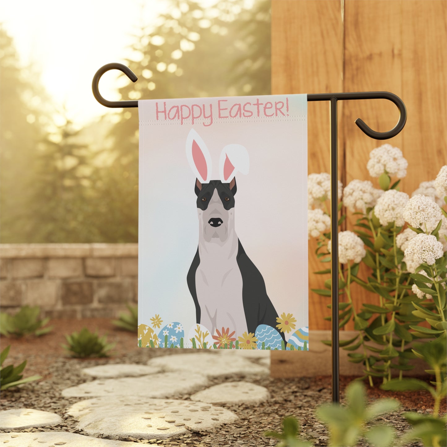 Great Dane Dog Happy Easter Garden Flag