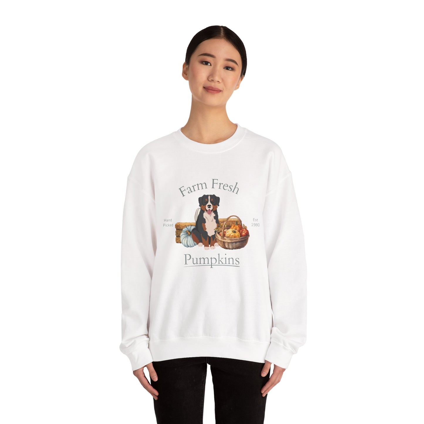 Bernese Mountain Dog Dog Fall Farm Fresh Unisex Heavy Blend Crewneck Sweatshirt