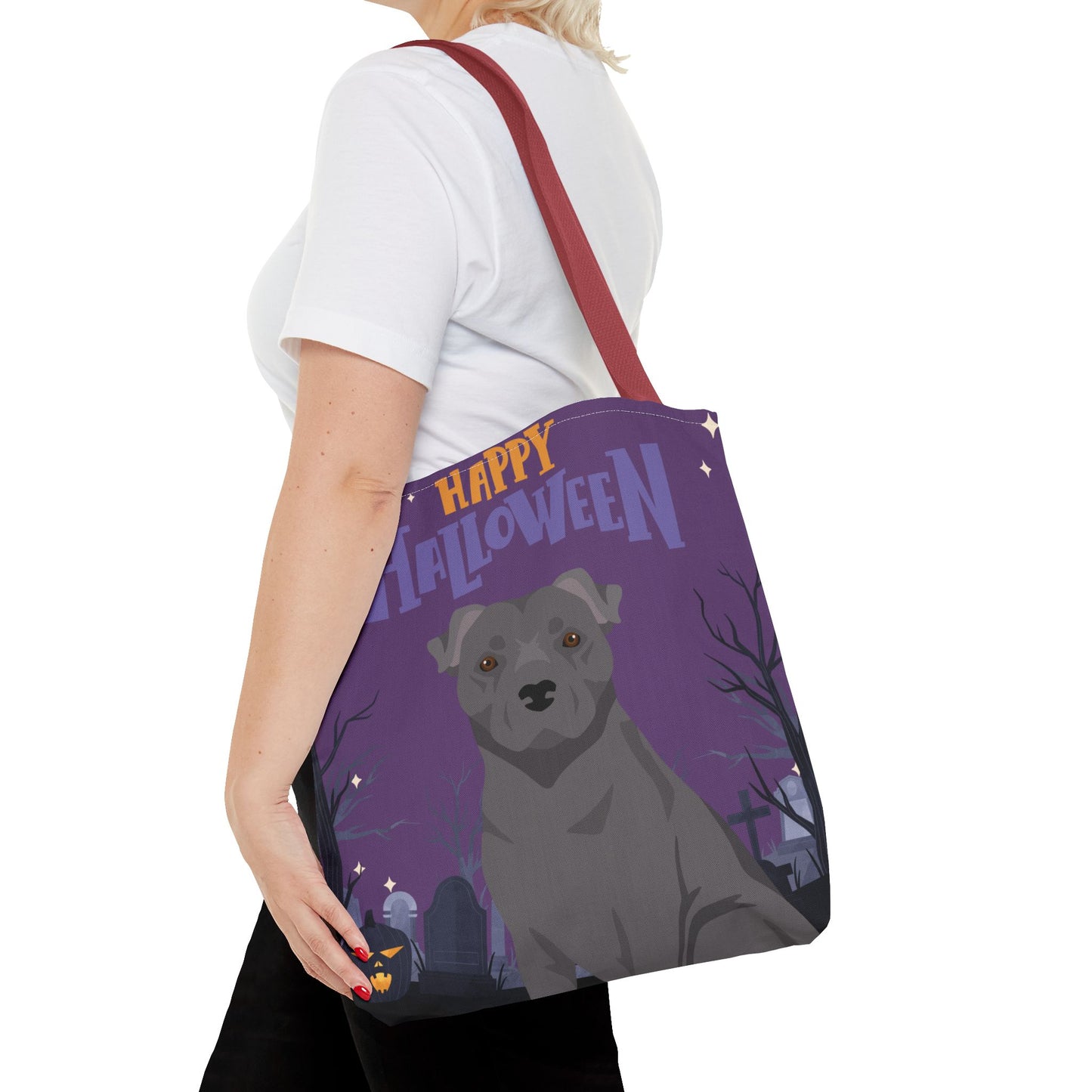 Staffordshire Bull Terrier Dog Happy Halloween Tote Bag 16x16