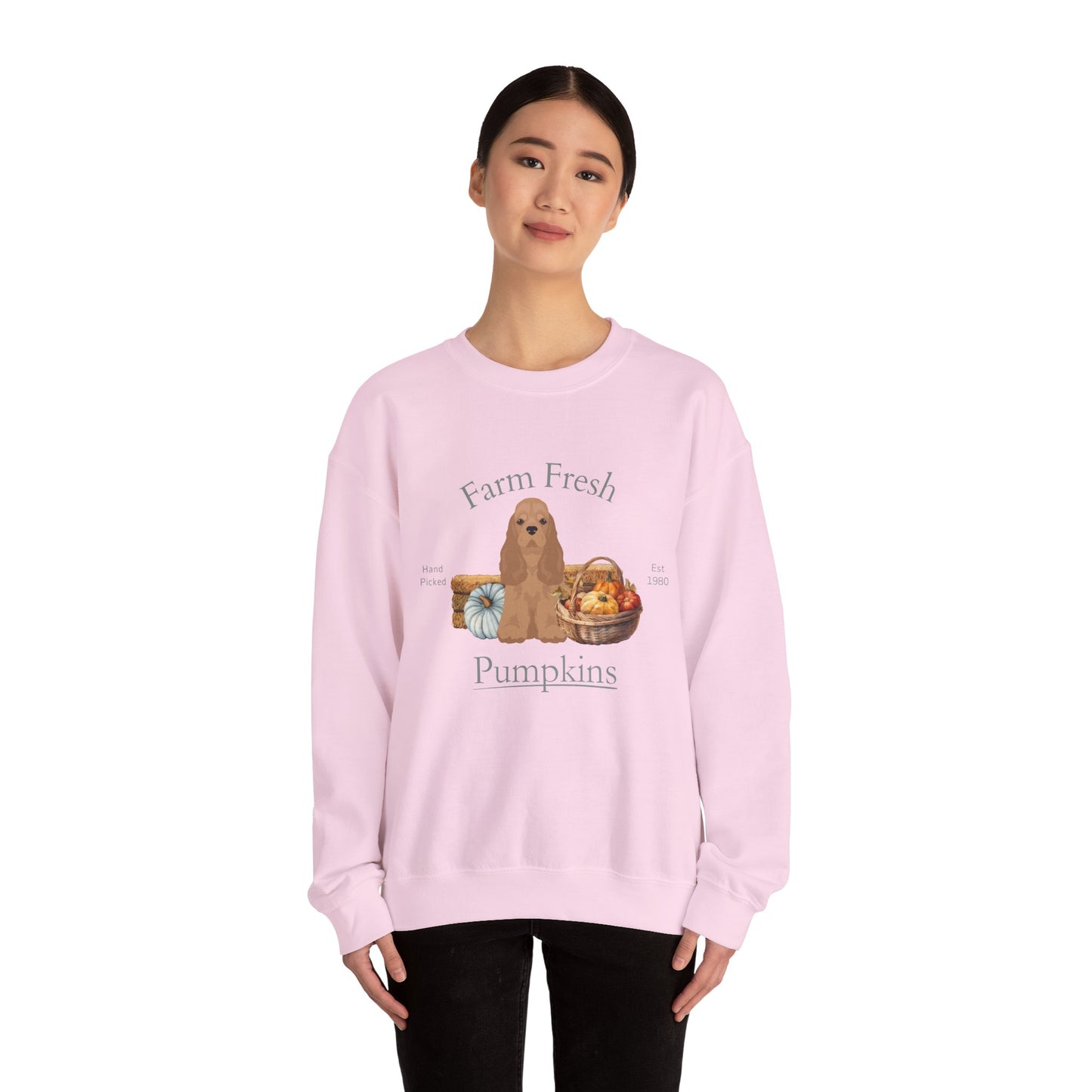 Cocker Spaniel Dog Fall Farm Fresh Unisex Heavy Blend Crewneck Sweatshirt