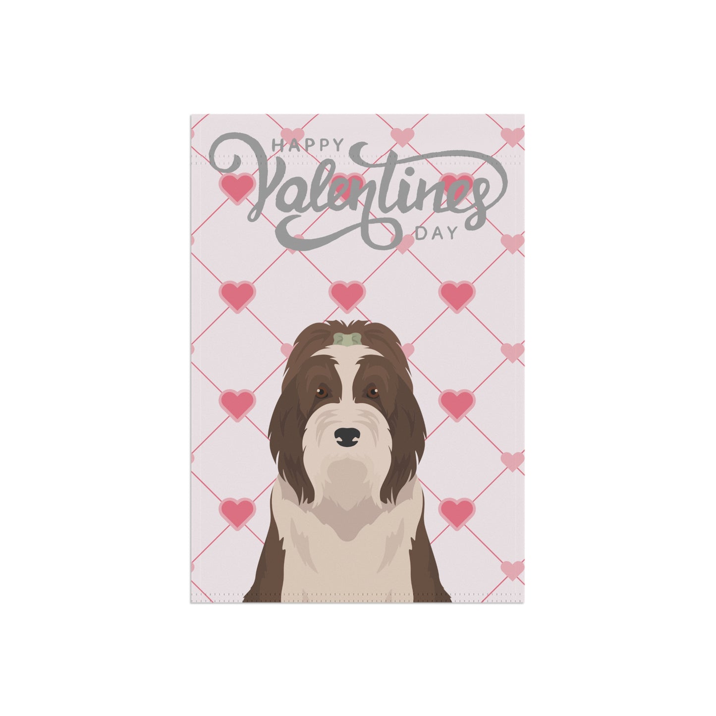 Bearded Collie Dog Valentines Day Garden Flag