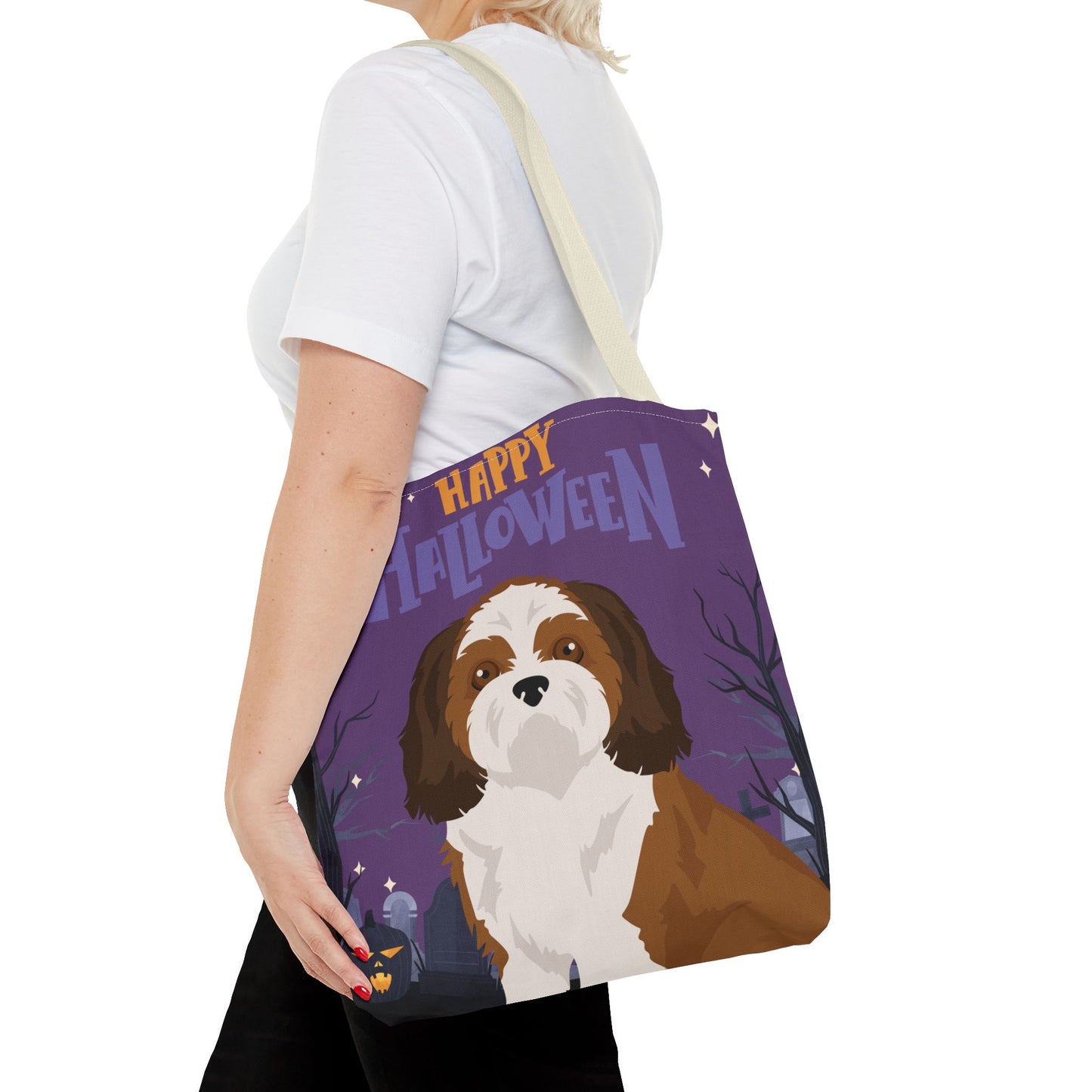 Shih Tzu Dog Happy Halloween Tote Bag 16x16