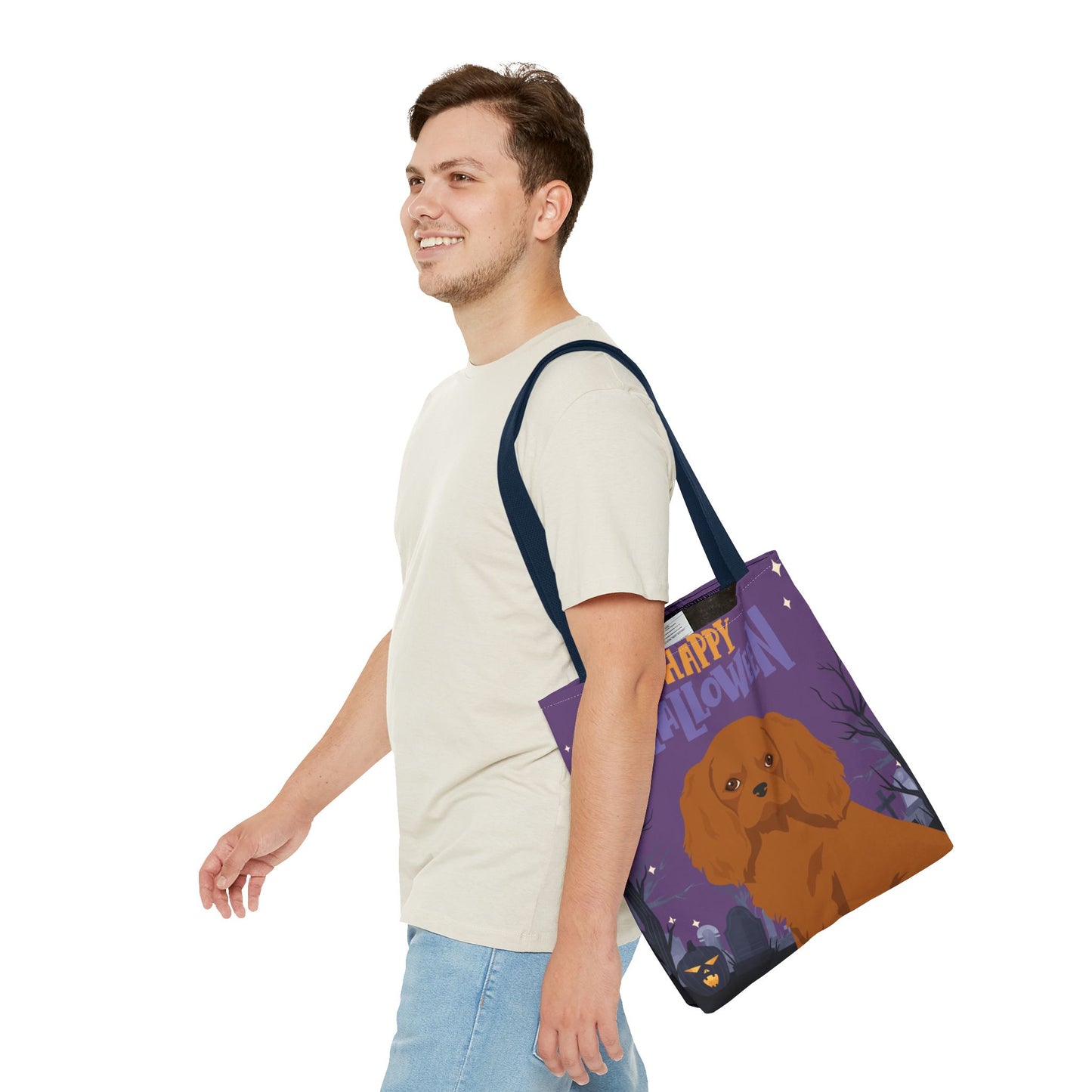 Cavalier King Charlre Spaniel Dog Happy Halloween Tote Bag 16x16