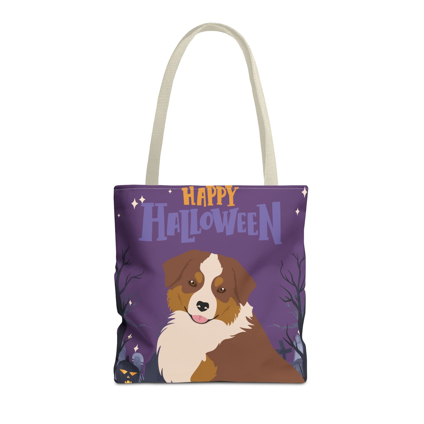 Miniature American Shepherd Dog Happy Halloween Tote Bag 16x16