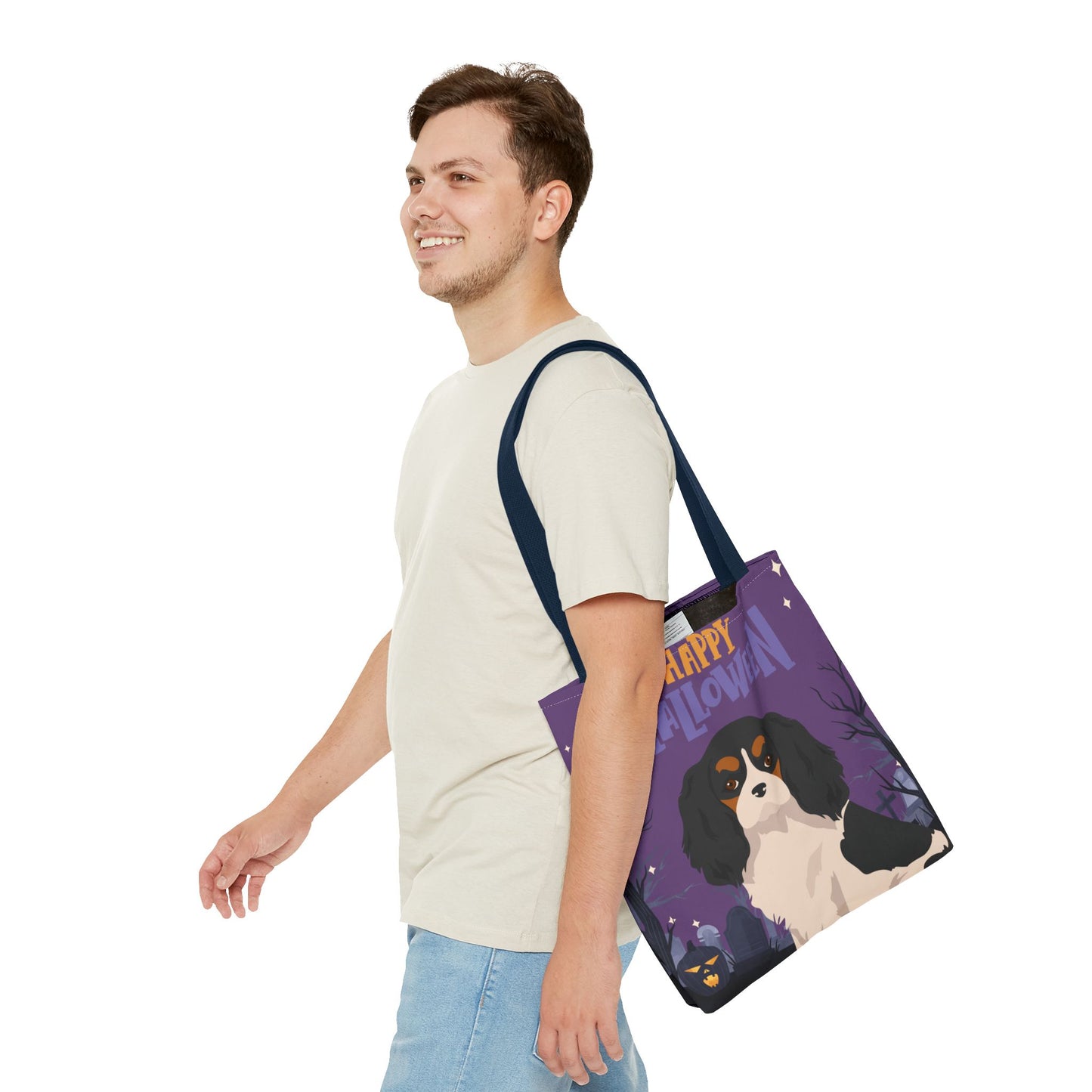 Cavalier King Charlre Spaniel Dog Happy Halloween Tote Bag 16x16