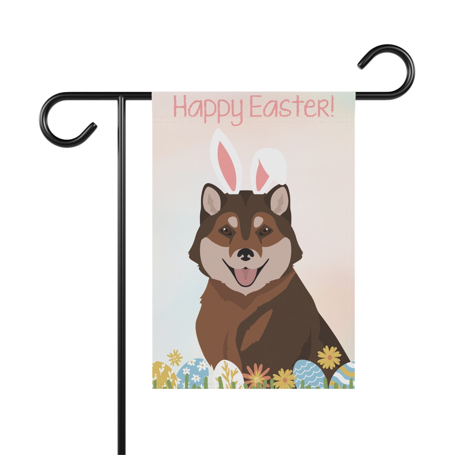 Hokkaido Dog Happy Easter Garden Flag