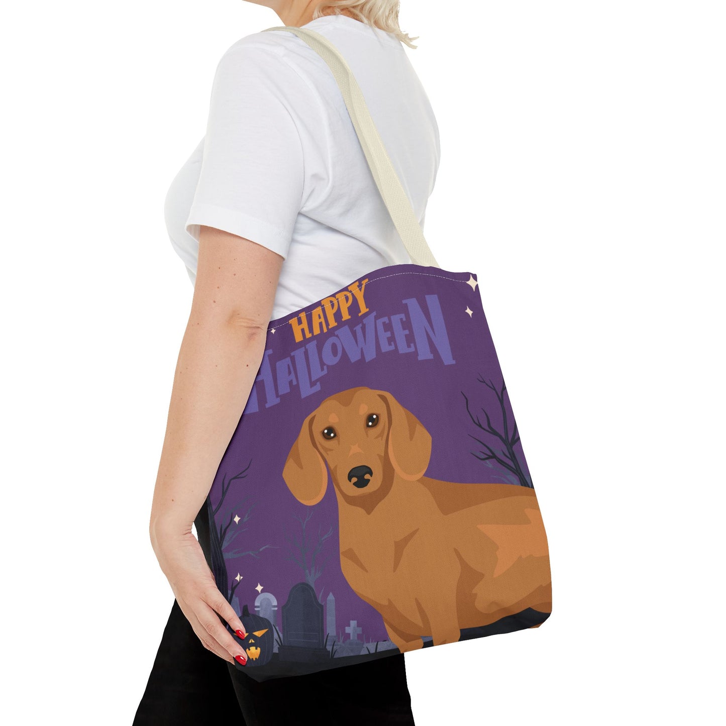 Dachshund Dog Happy Halloween Tote Bag 16x16