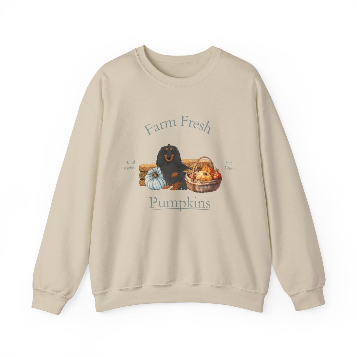 Dachshund Dog Fall Farm Fresh Unisex Heavy Blend Crewneck Sweatshirt