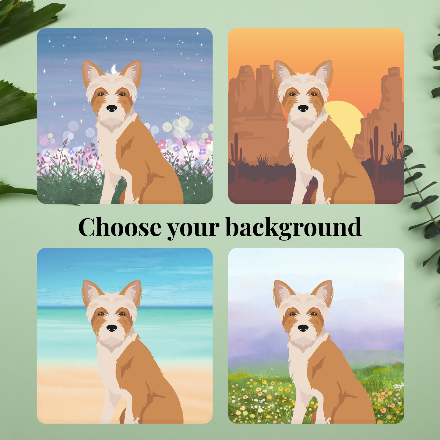 Portuguese Podengo Dog set of 2 4x4 Coasters