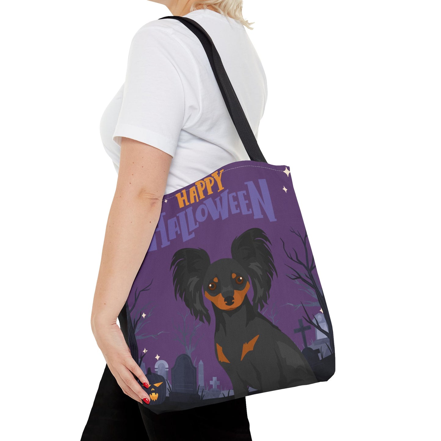Russian Toy Terrier Dog Happy Halloween Tote Bag 16x16