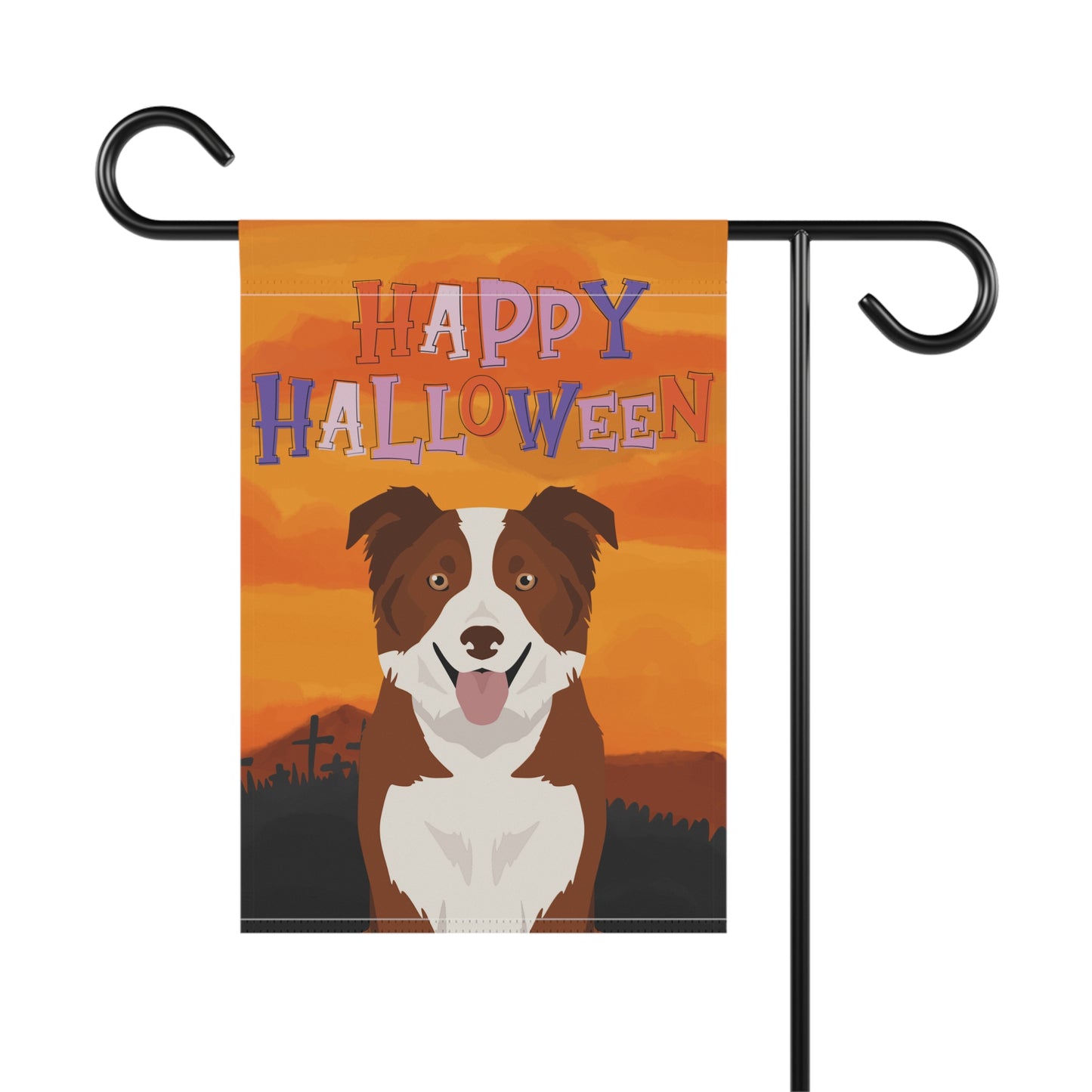 Border Collie Dog Halloween Garden Flag