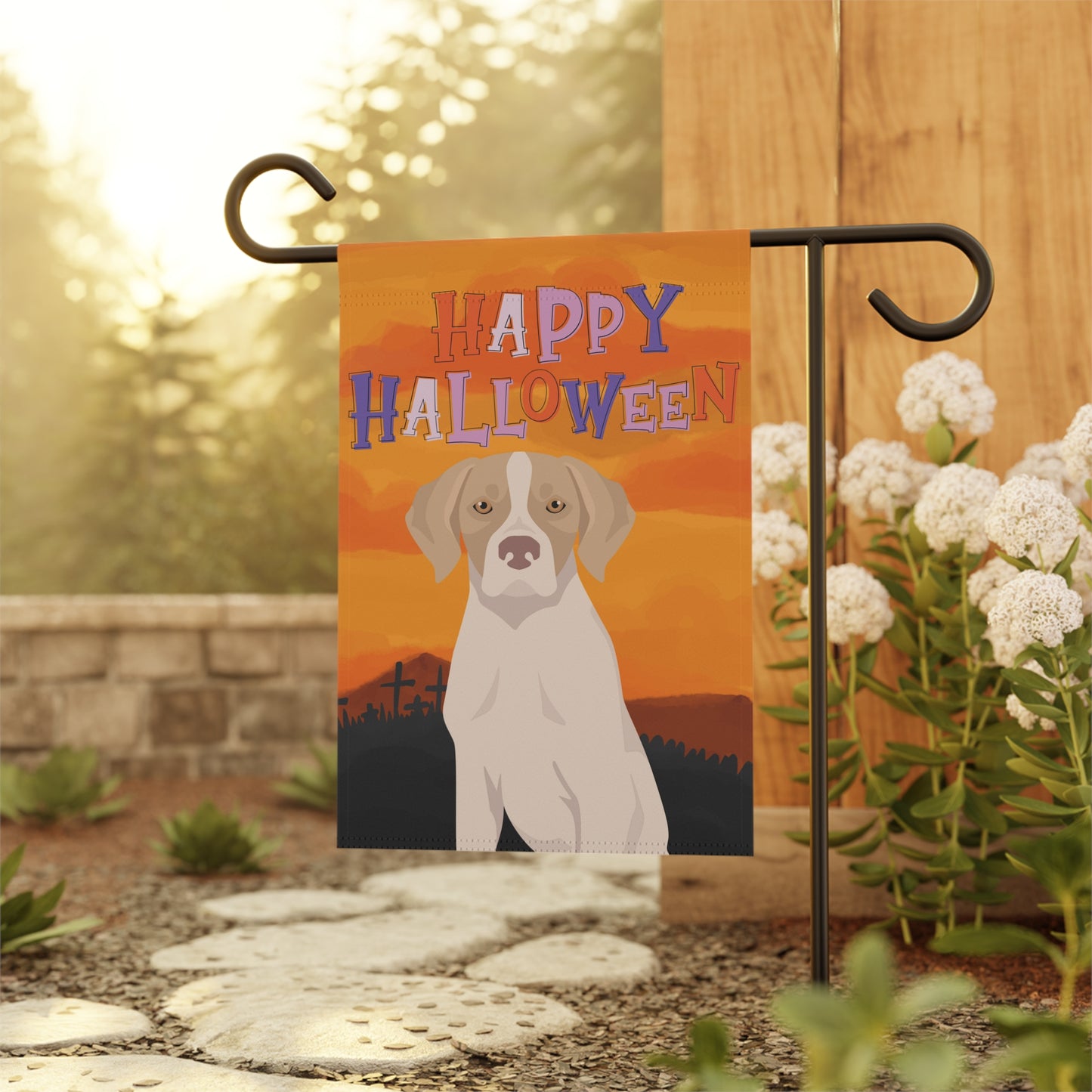 Pointer Dog Halloween Garden Flag