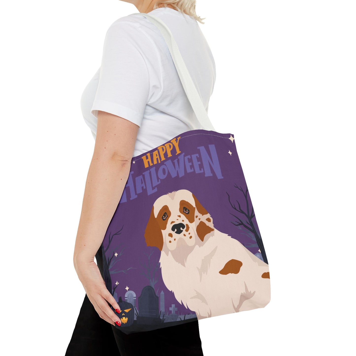 Clumber Spaniel Dog Happy Halloween Tote Bag 16x16