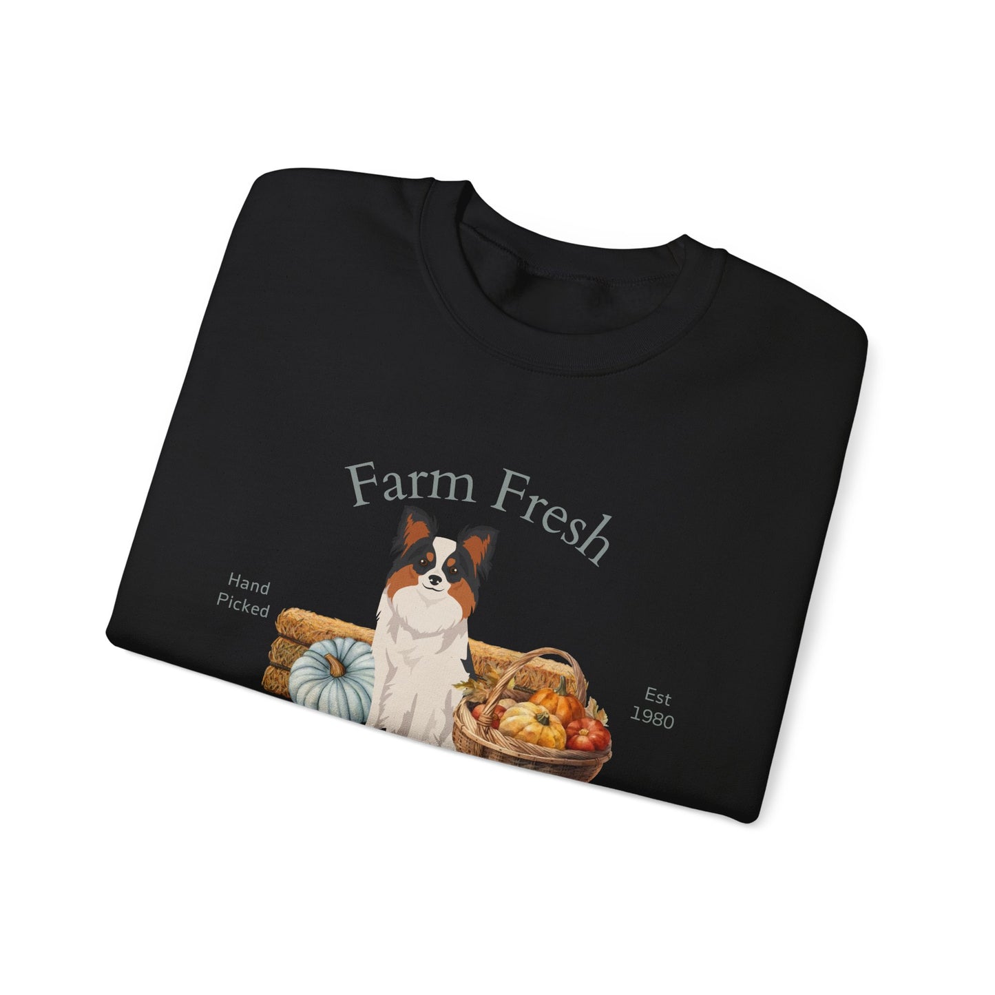 Papillon Dog Fall Farm Fresh Unisex Heavy Blend Crewneck Sweatshirt