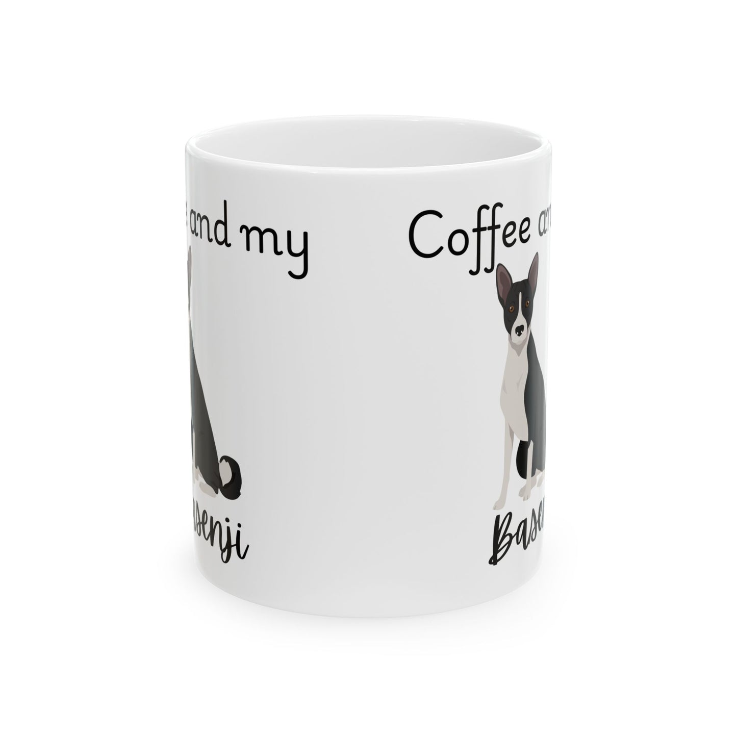 Coffee and My Basenji Ceramic Mug | Dog Lover Gift, Pet Owner Cup, Cute Mug for Dog Moms, Funny Mug for Coffee Lovers