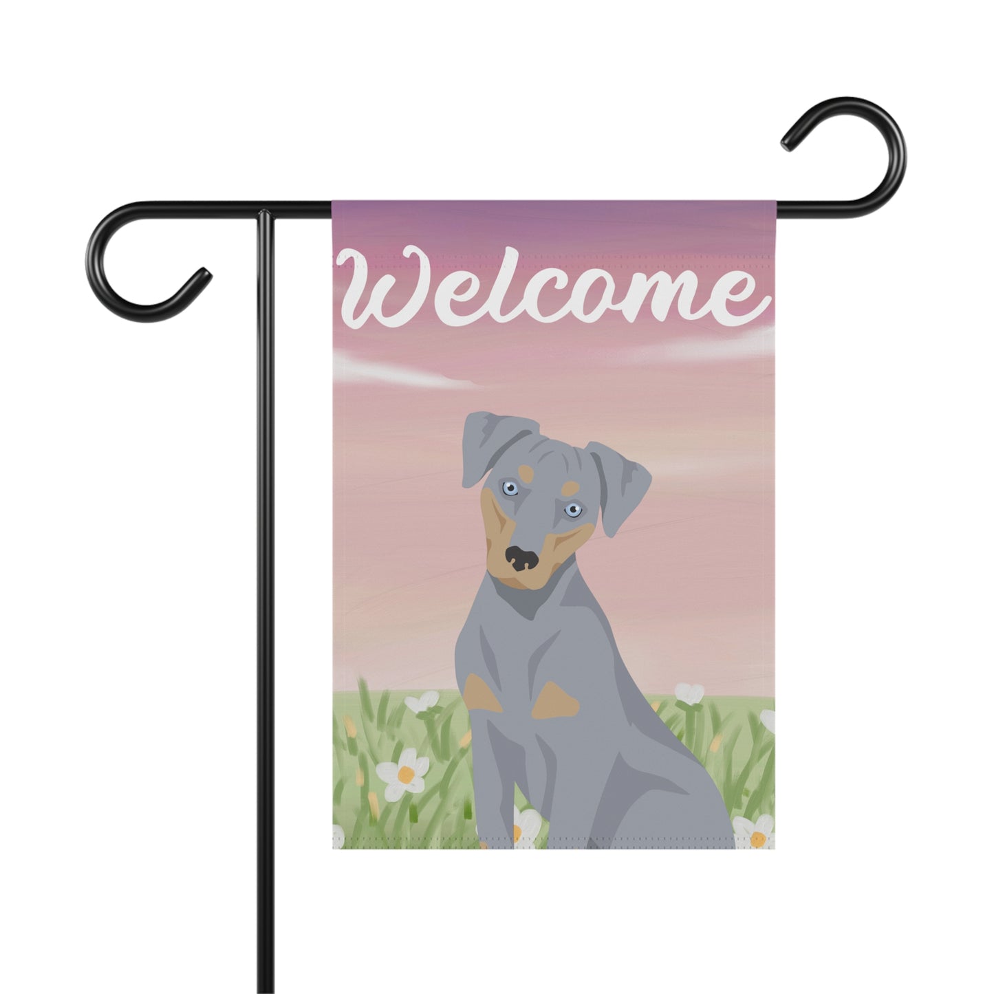 Blue Lacy Dog Welcome Garden Flag