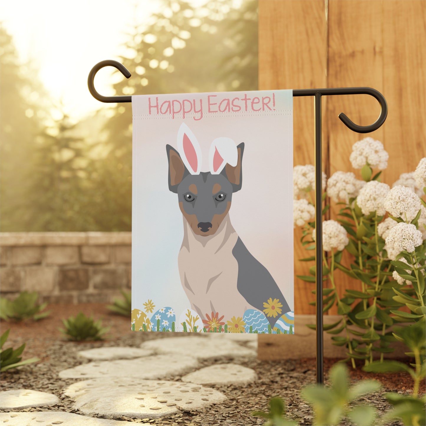 Brazilian Terrier Dog Happy Easter Garden Flag