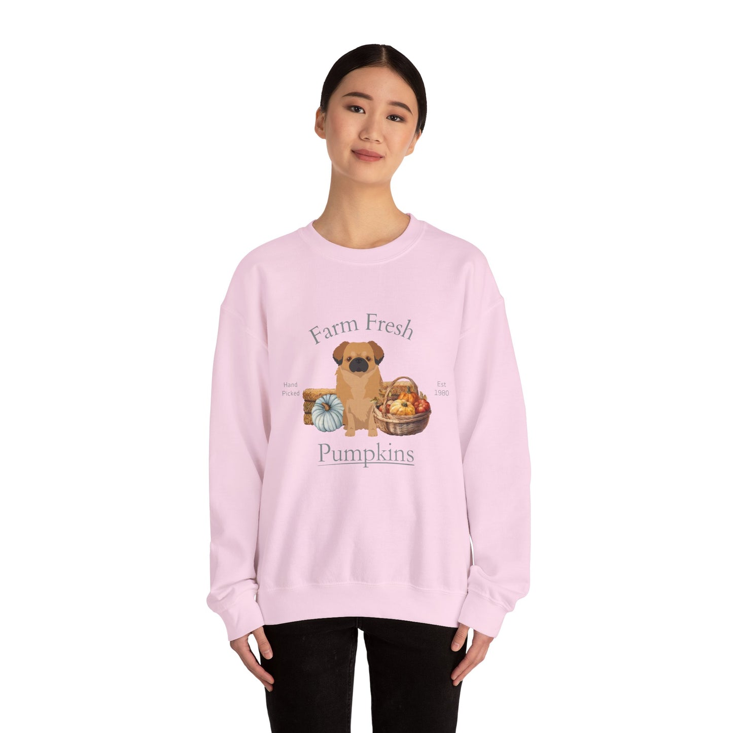 Tibetan Spaniel Dog Fall Farm Fresh Unisex Heavy Blend Crewneck Sweatshirt
