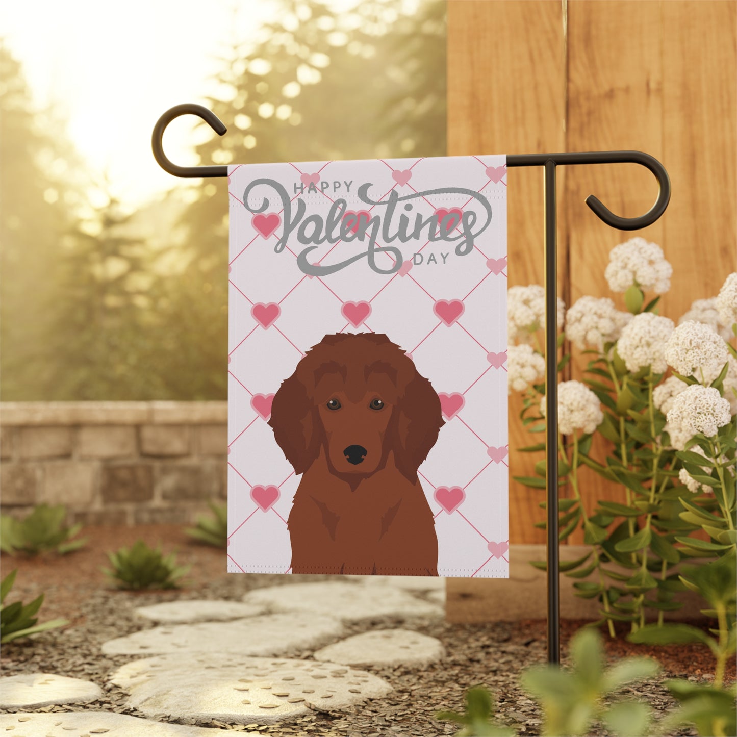 Poodle Dog Valentines Day Garden Flag