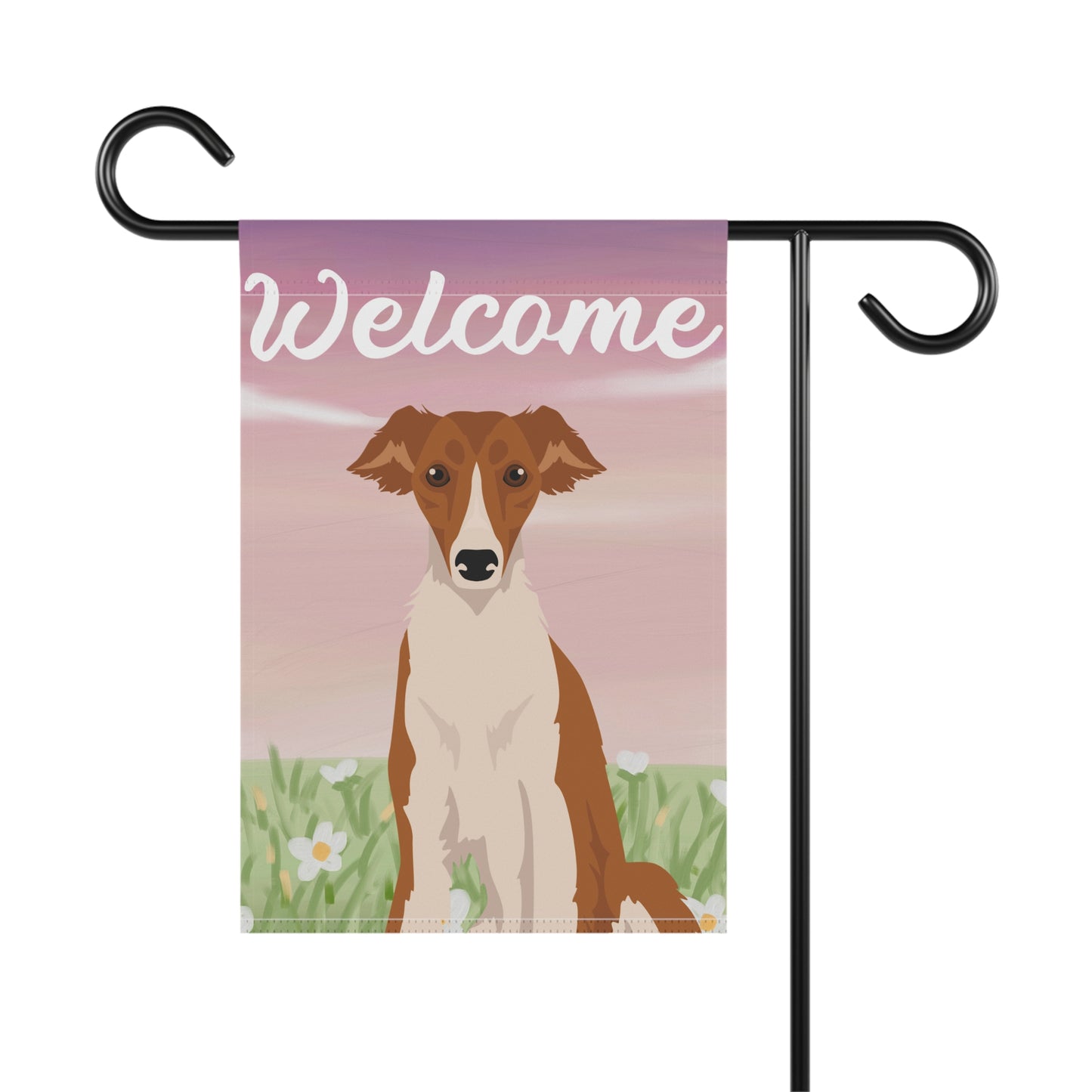 Silken Windhound Dog Welcome Garden Flag