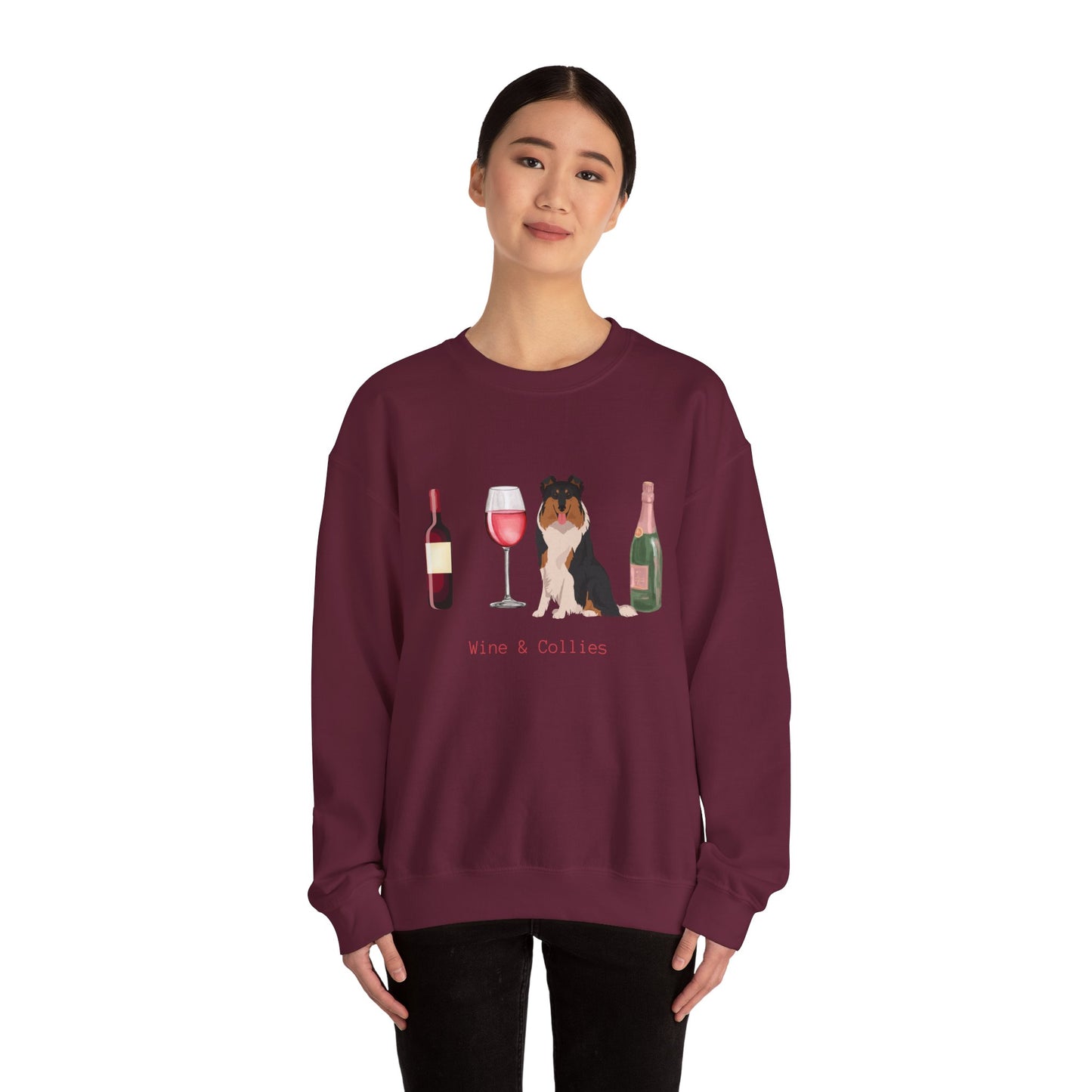 Copy of Collie Dog Wine Unisex Heavy Blend Crewneck Sweatshirt