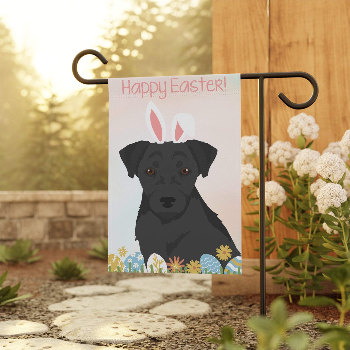 Patterdale Terrier Dog Happy Easter Garden Flag