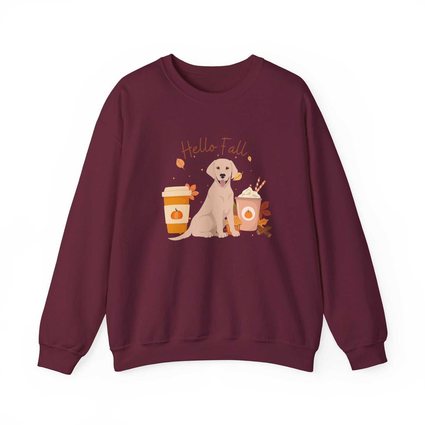 Yellow Labrador Retriever Dog Fall Halloween Unisex Heavy Blend Crewneck Sweatshirt
