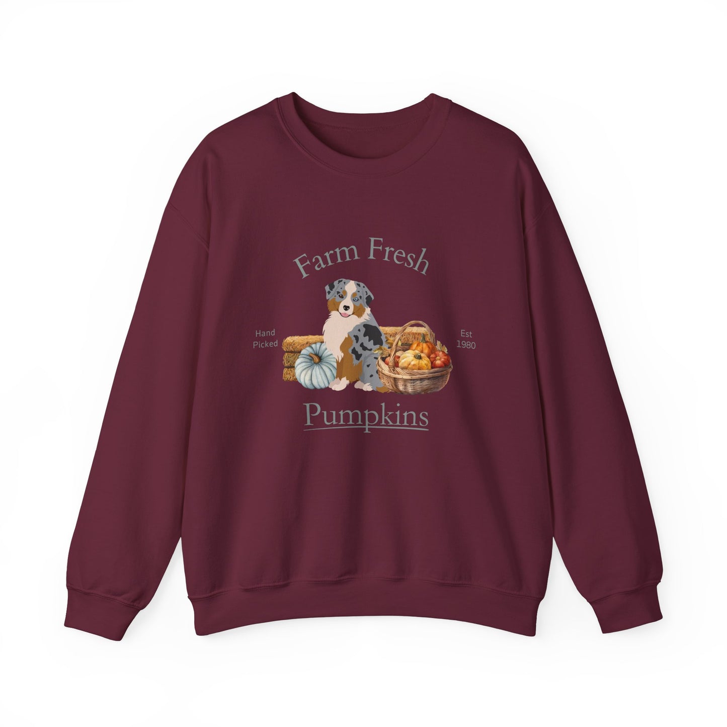Mini Australian Shepherd Dog Fall Halloween Unisex Heavy Blend Crewneck Sweatshirt