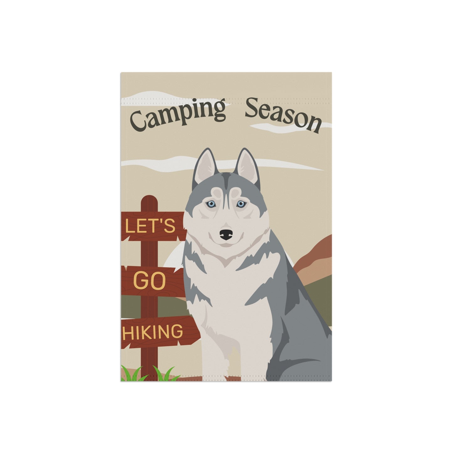 Siberian Husky Dog Camping Garden Flag
