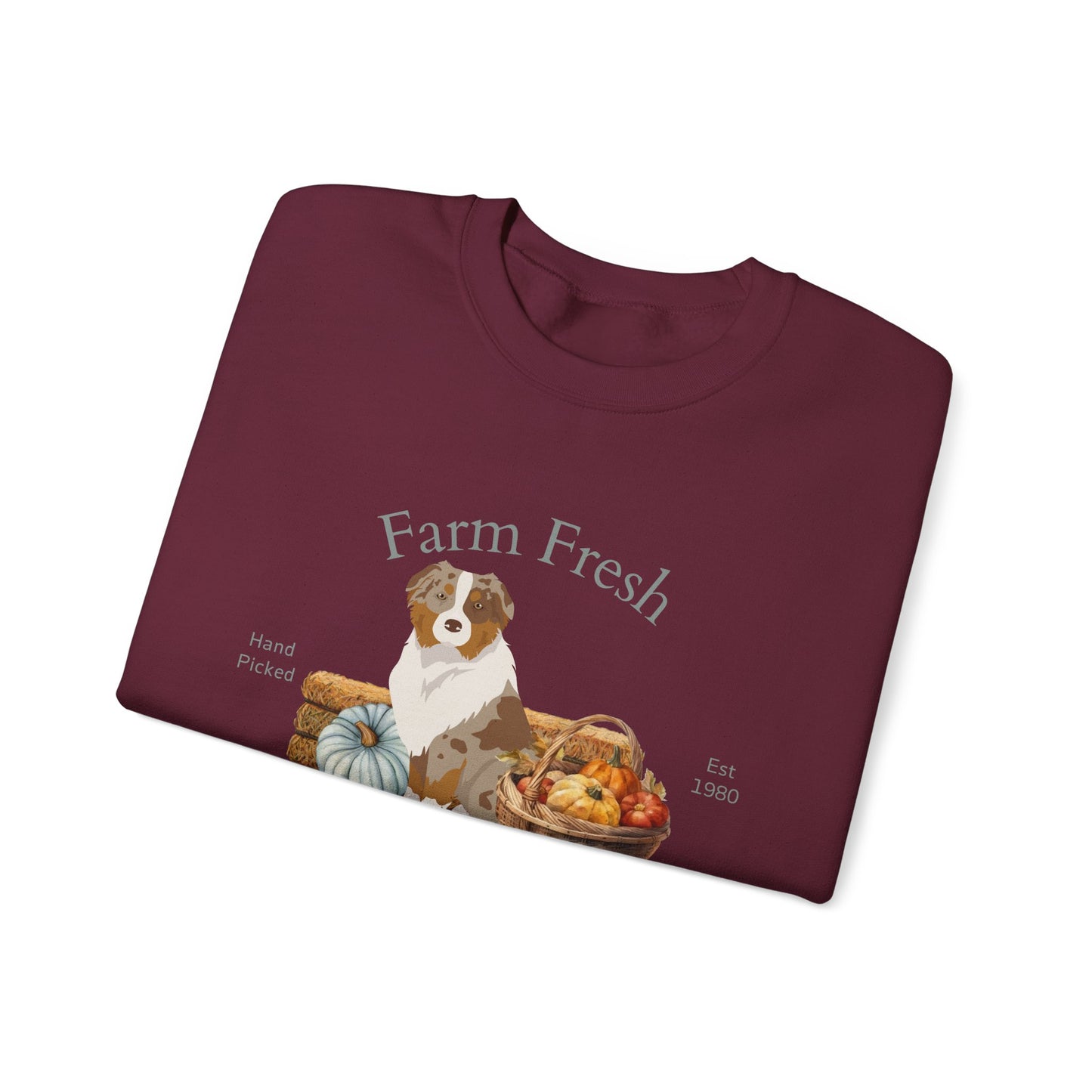 Australian Shepherd Dog Fall Farm Fresh Unisex Heavy Blend Crewneck Sweatshirt