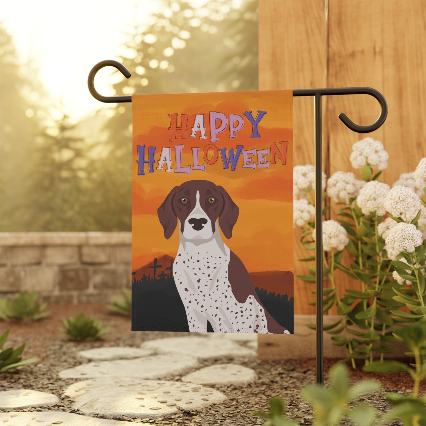 German Shorthaired Pointer Dog Halloween Garden Flag