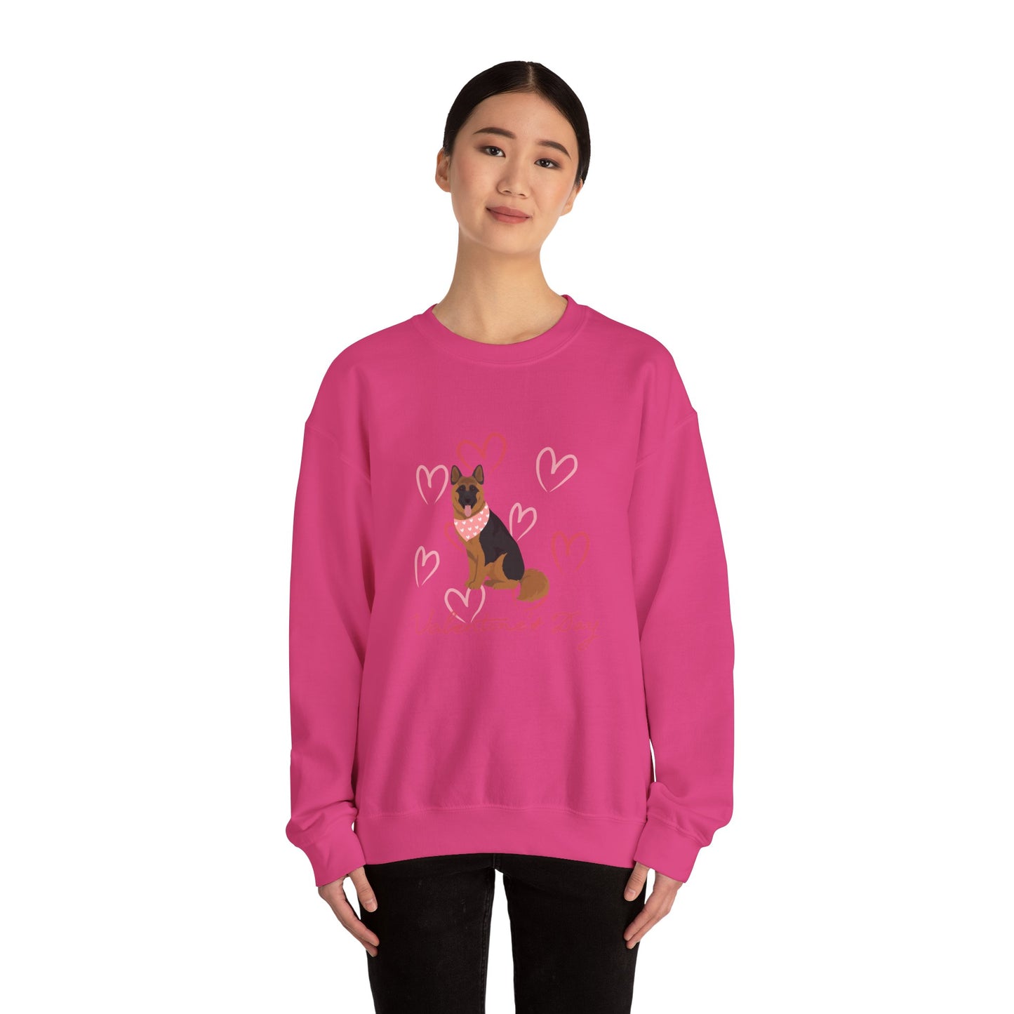 Longhaired German Shepherd Dog Valentines Day Unisex Heavy Blend Crewneck Sweatshirt
